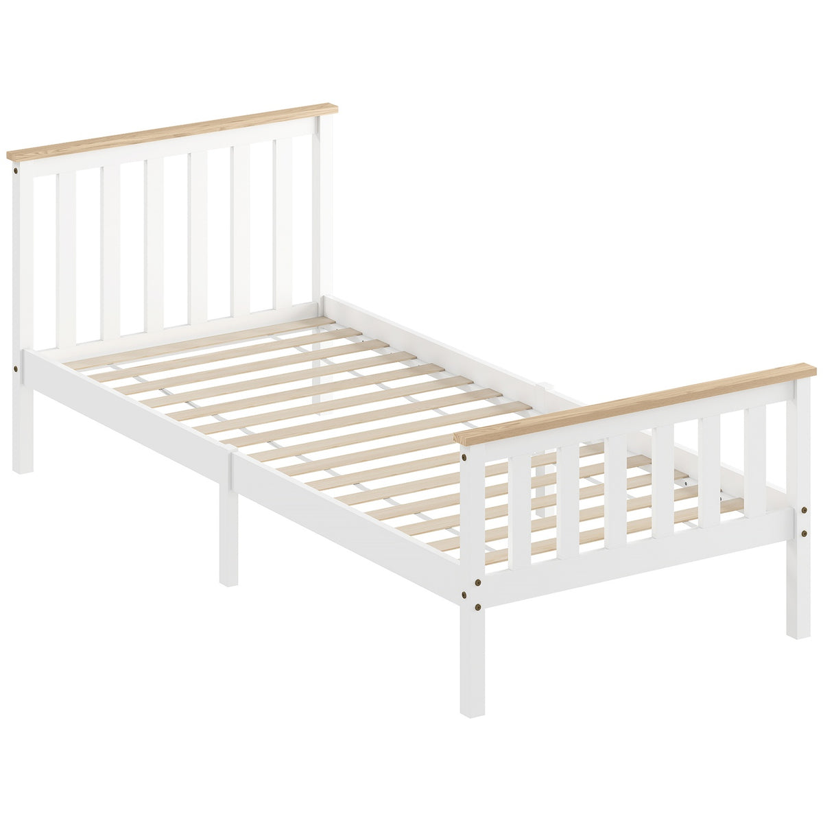 Houten bedframe, eenvoudig, natuurlijke afwerking, opbergruimte