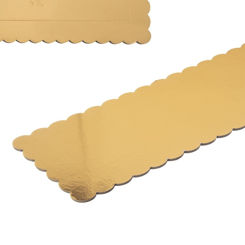 Tårtunderlägg 33x12 cm - Veckade kanter, guldfolie, tjock kartong