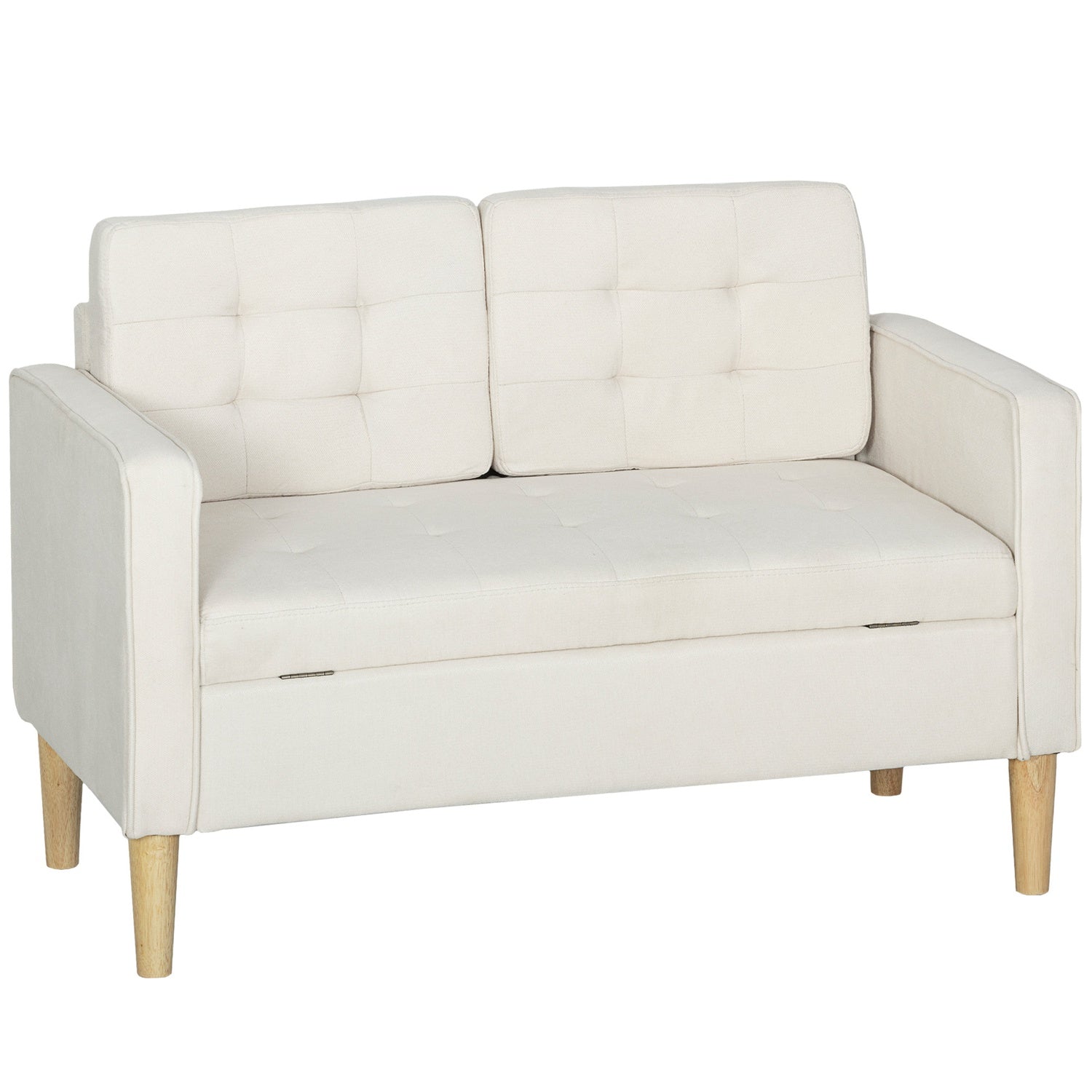 Tweepersoonsbank met opbergruimte, Cream Velvet, 117 cm