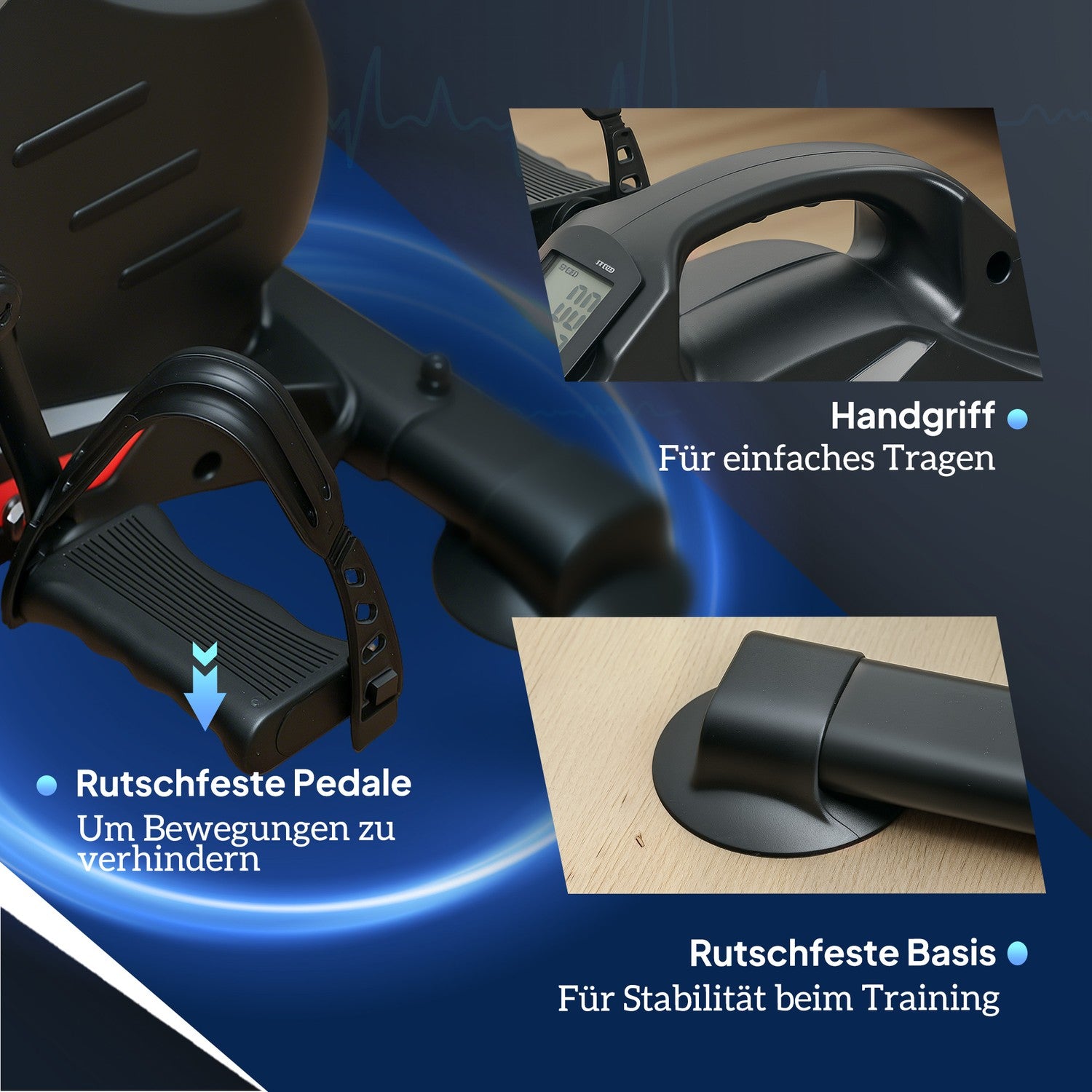 Tyst pedaltränare med 8-nivås magnetiskt motstånd