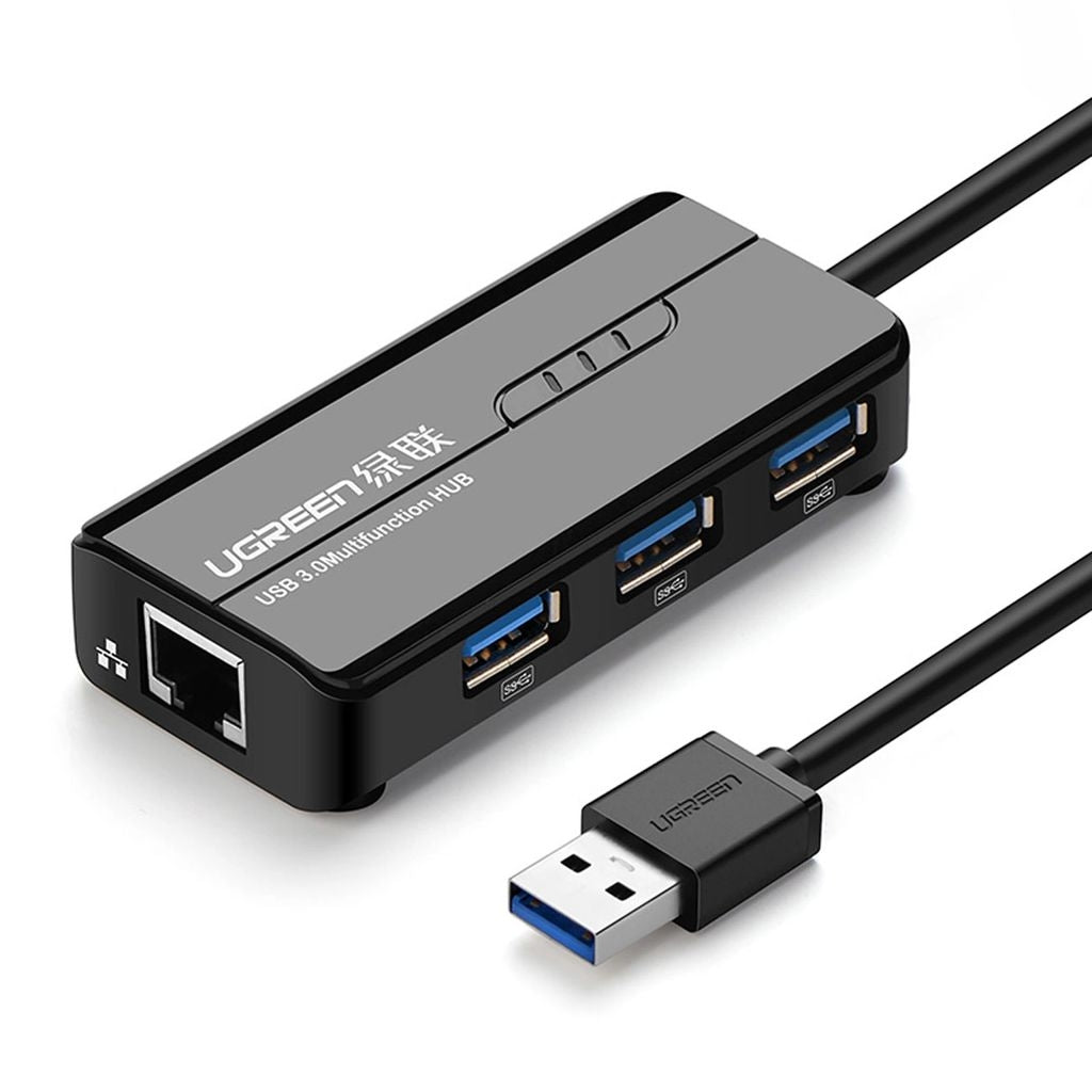 UGREEN HUB USB-A 3.0 till 3x USB-A / 1x RJ45 1000 Mbps - Svart