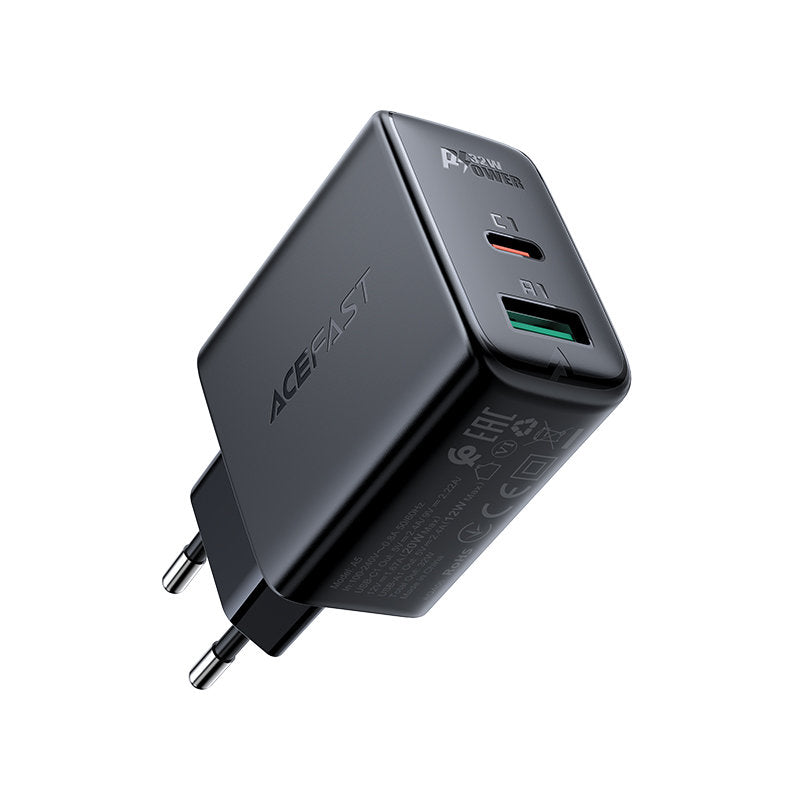 USB-C USB 32W väggladdare PPS PD QC 3.0 AFC FCP svart