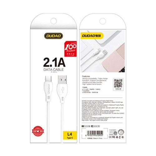 USB-kabel - USB-C 2.1A 2m vit
