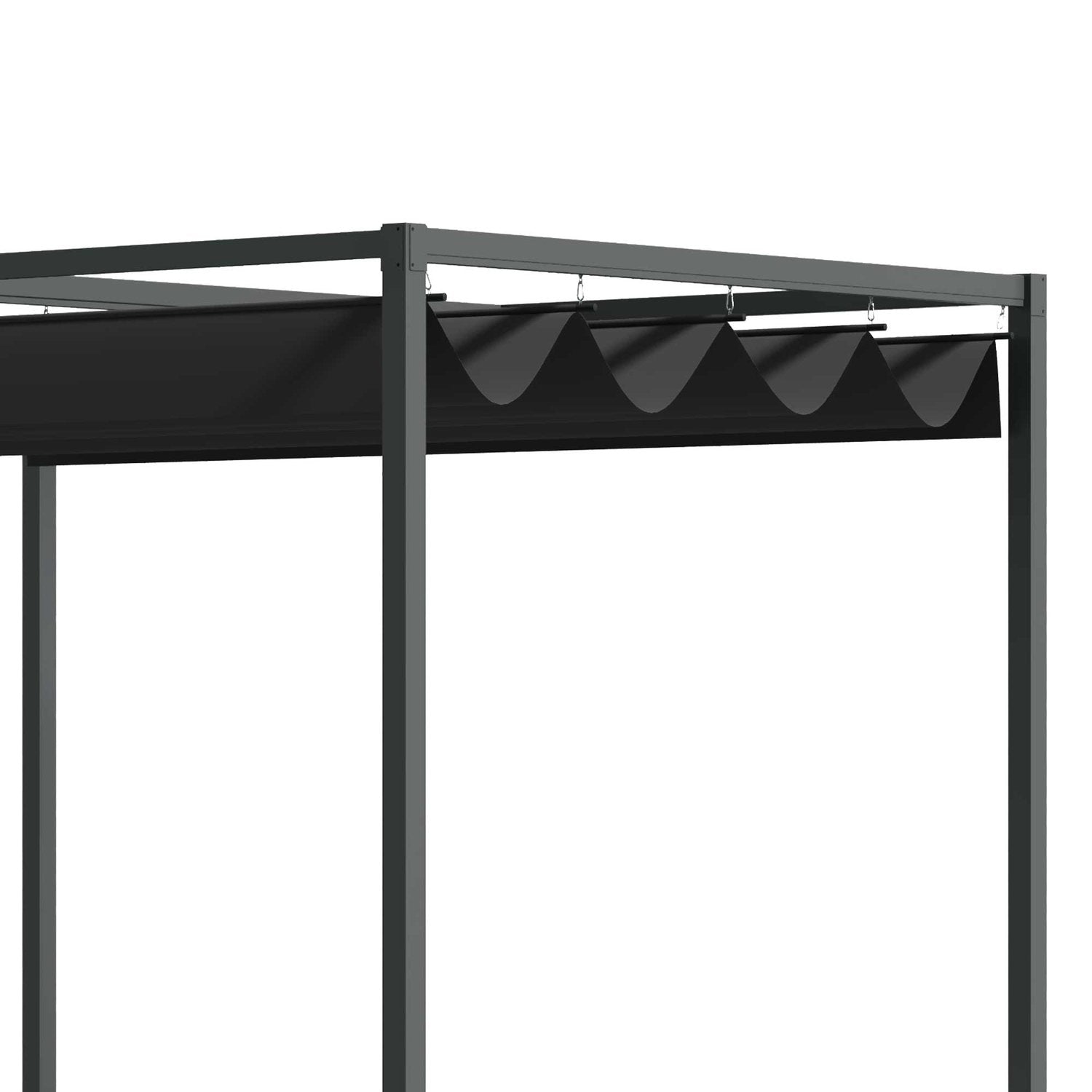 Pergola Gazebo Altantak Med Skjuttak, Polyester, Svart+Grå, 298X213X221Cm