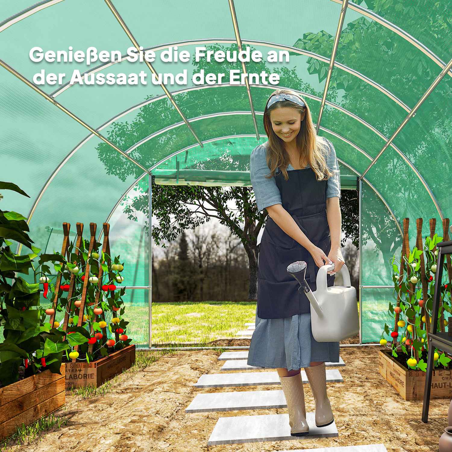 UV-resistent filmväxthus, 6x3x2m, Roll-Up Sidor