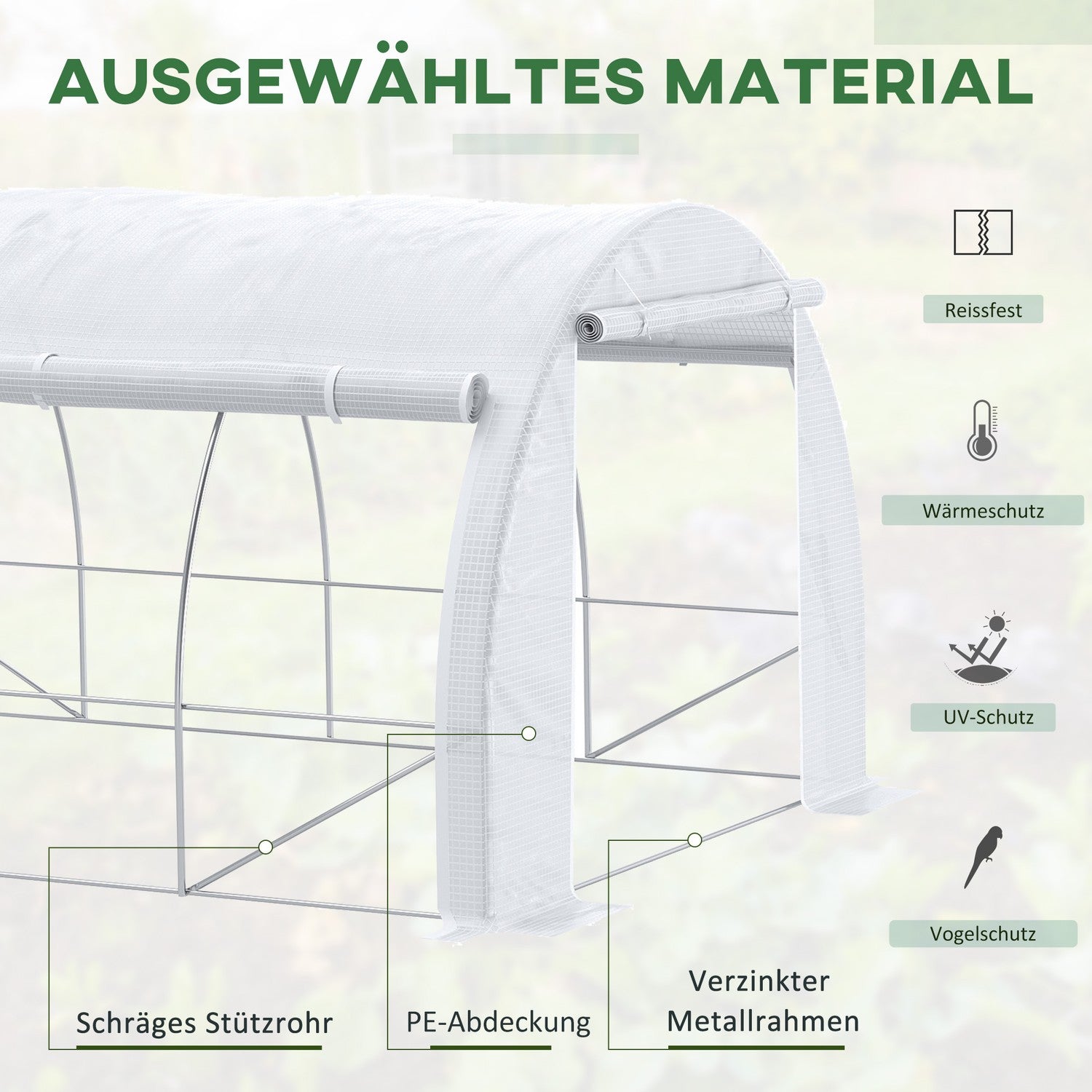 UV-skyddad växthusfilm, 3,97x3,02x2m, vindtät, vit