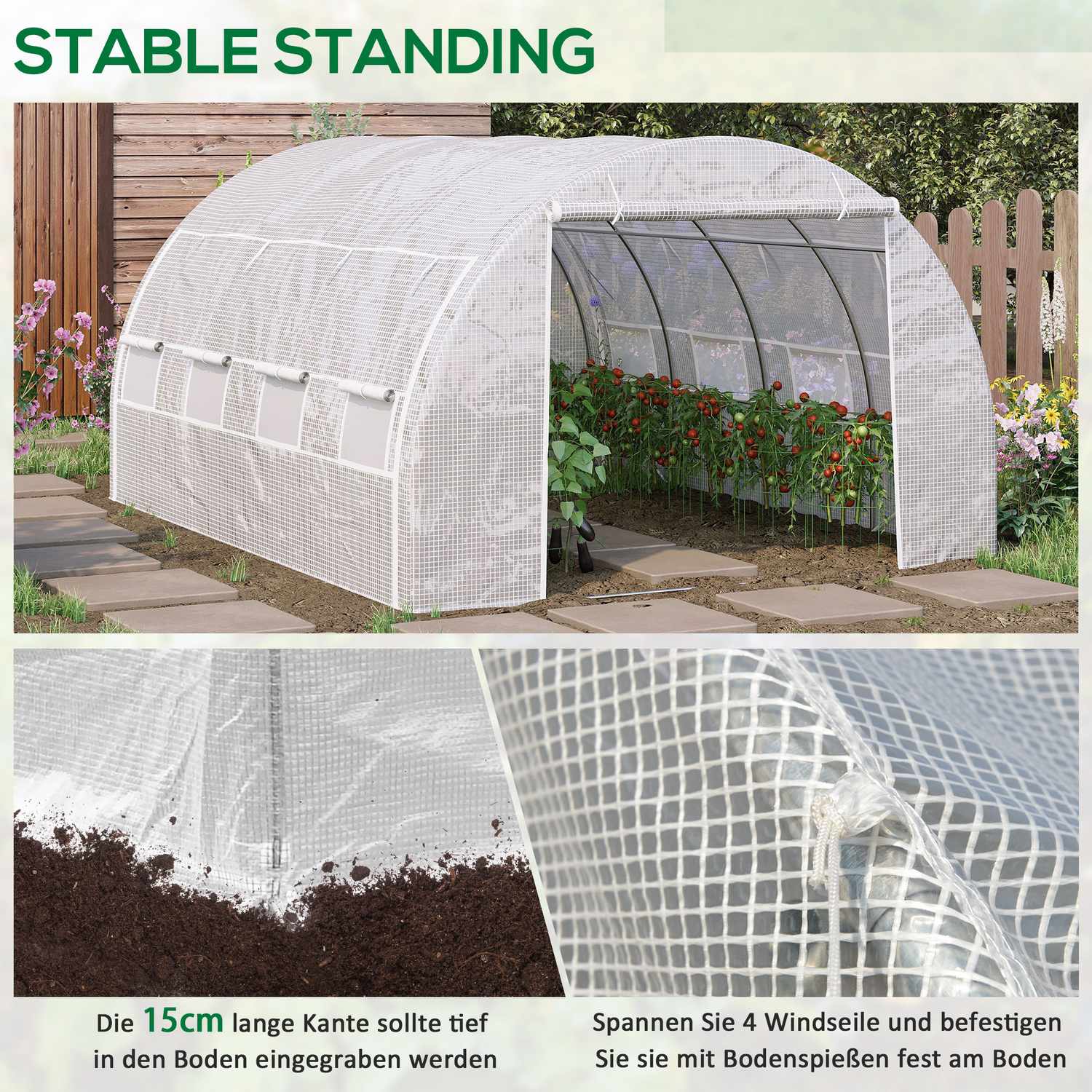 UV-skyddad växthusfilm, 3,97x3,02x2m, vindtät, vit