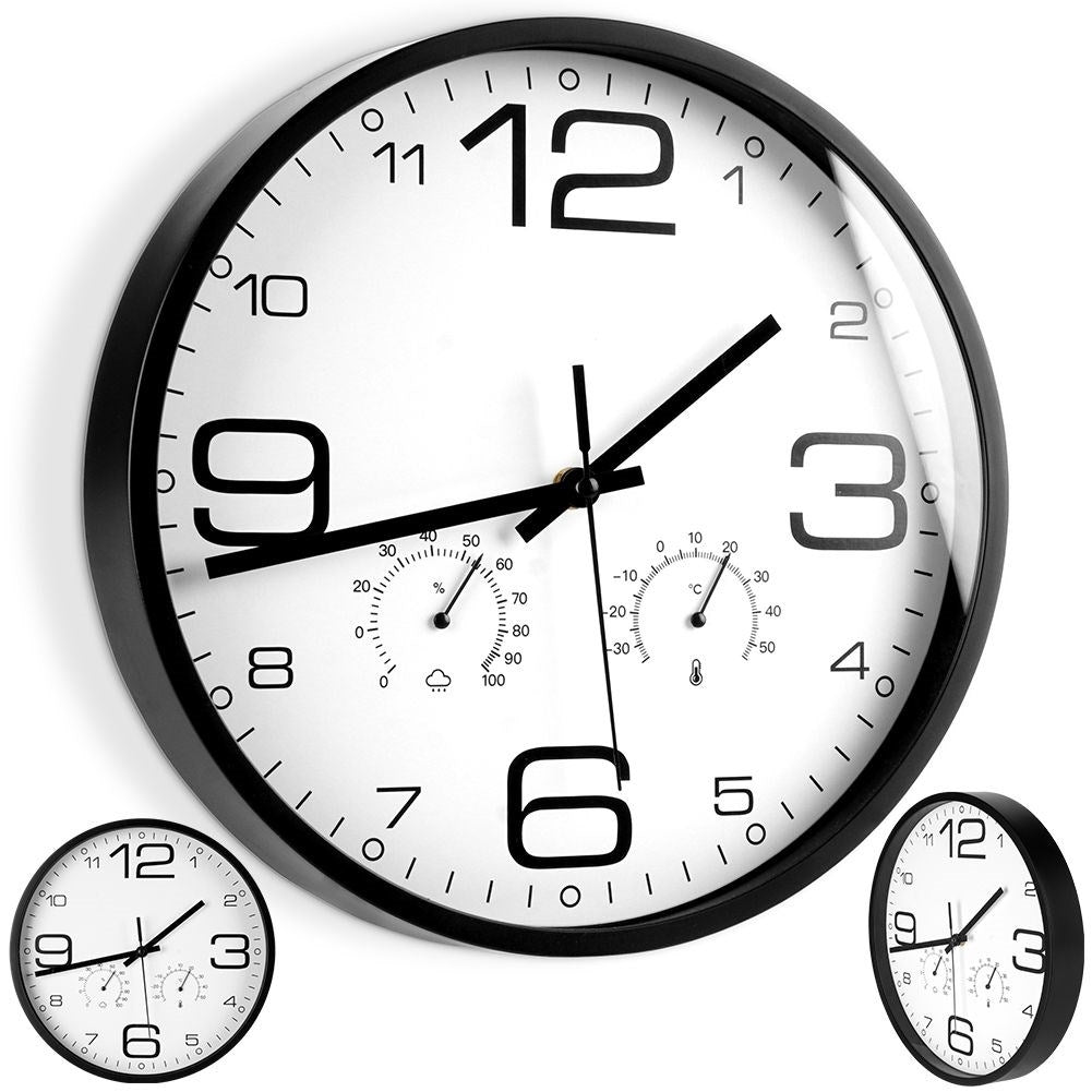 Unik Väggklocka med Termometer och Hygrometer - 30 cm