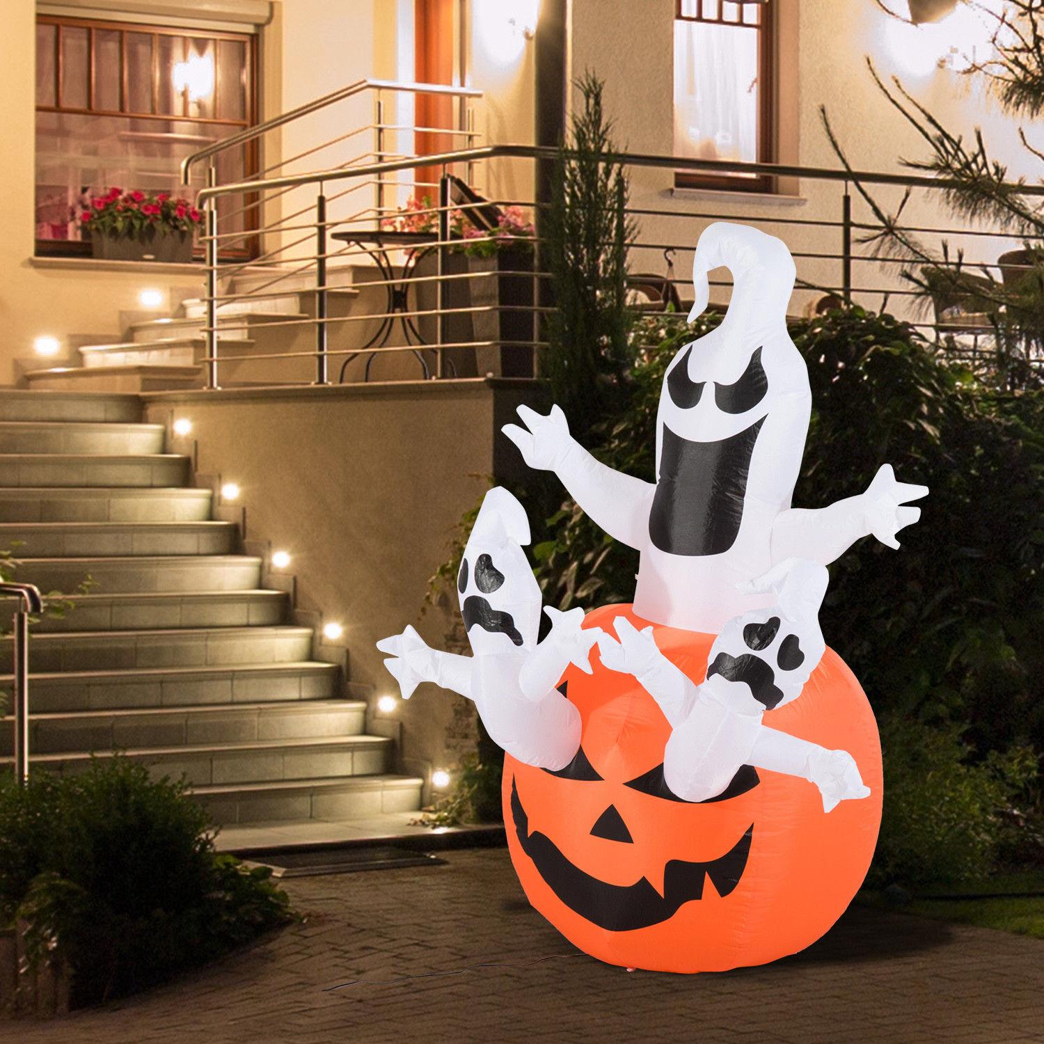 Uppblåsbar Halloween Ghost Dekoration med LED, 120x180 cm
