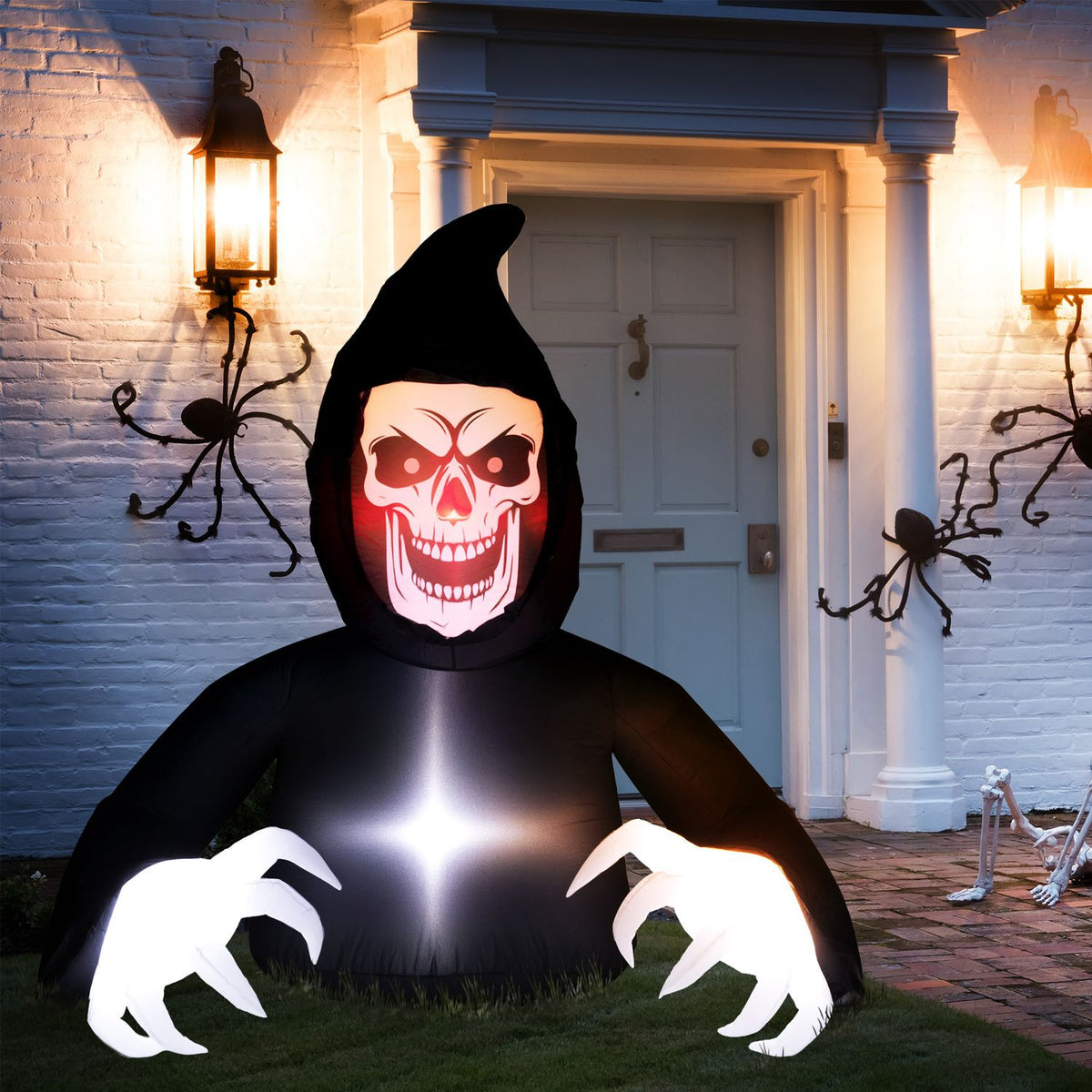 Uppblåsbar Halloween-skördespelare med LED-ljus och fläkt