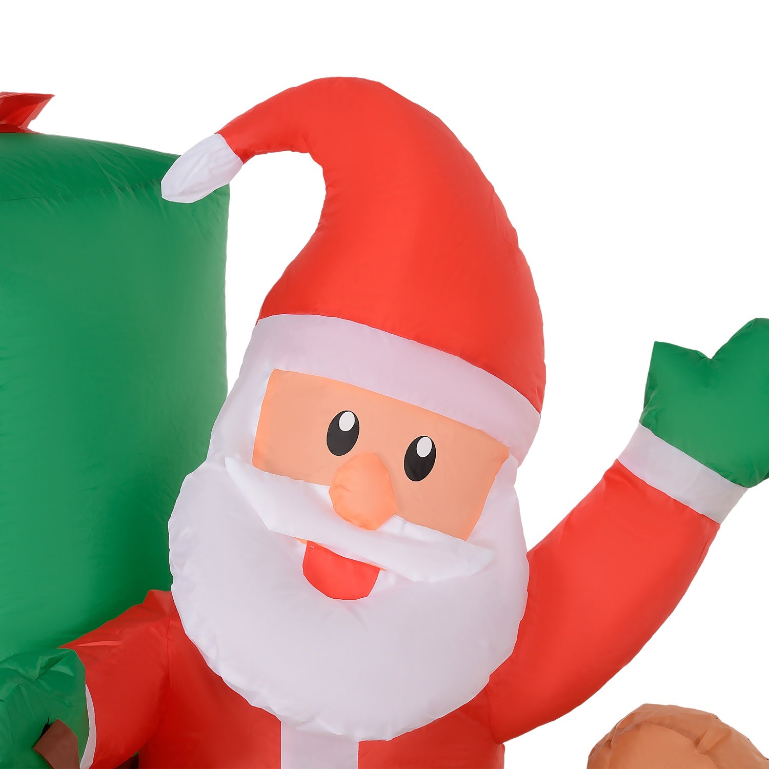 Uppblåsbar 2,1 m tomte med släde och renar – LED Tänd