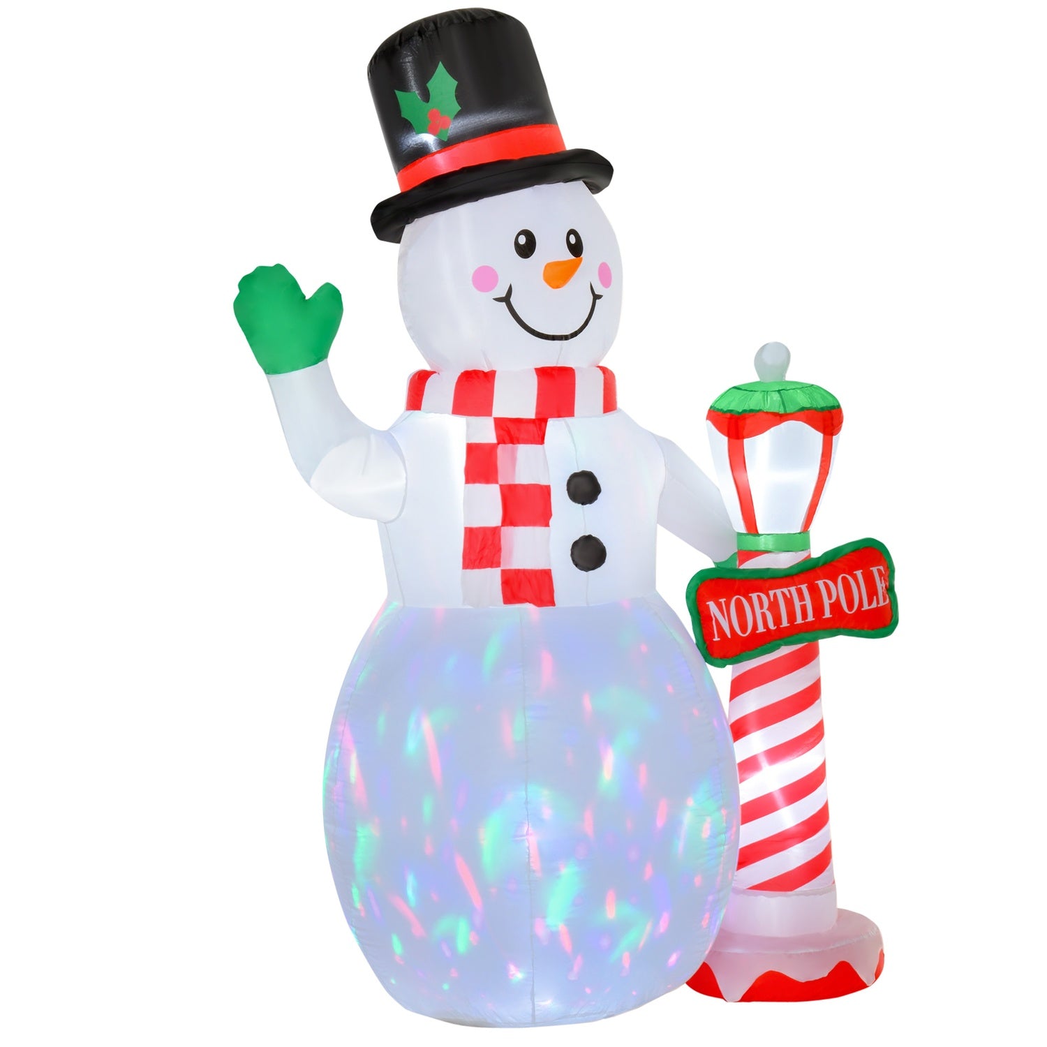 Uppblåsbar 2,4m LED Snowman Juldekoration, inomhus/utomhus