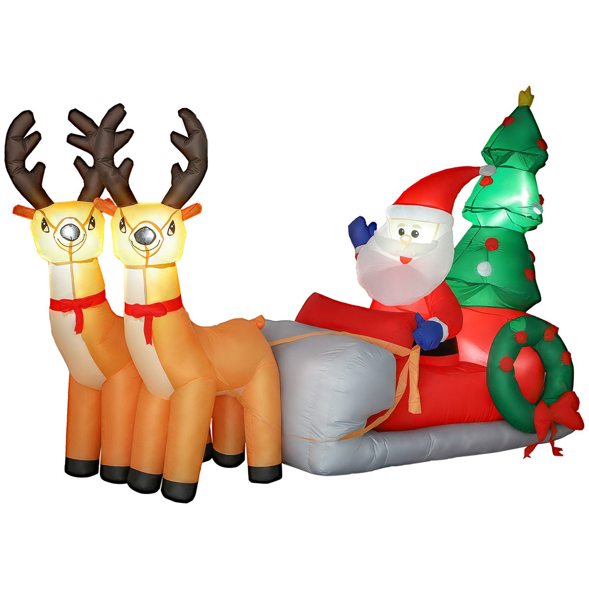 Opblaasbare kerstslee met LED-verlichting, polyester