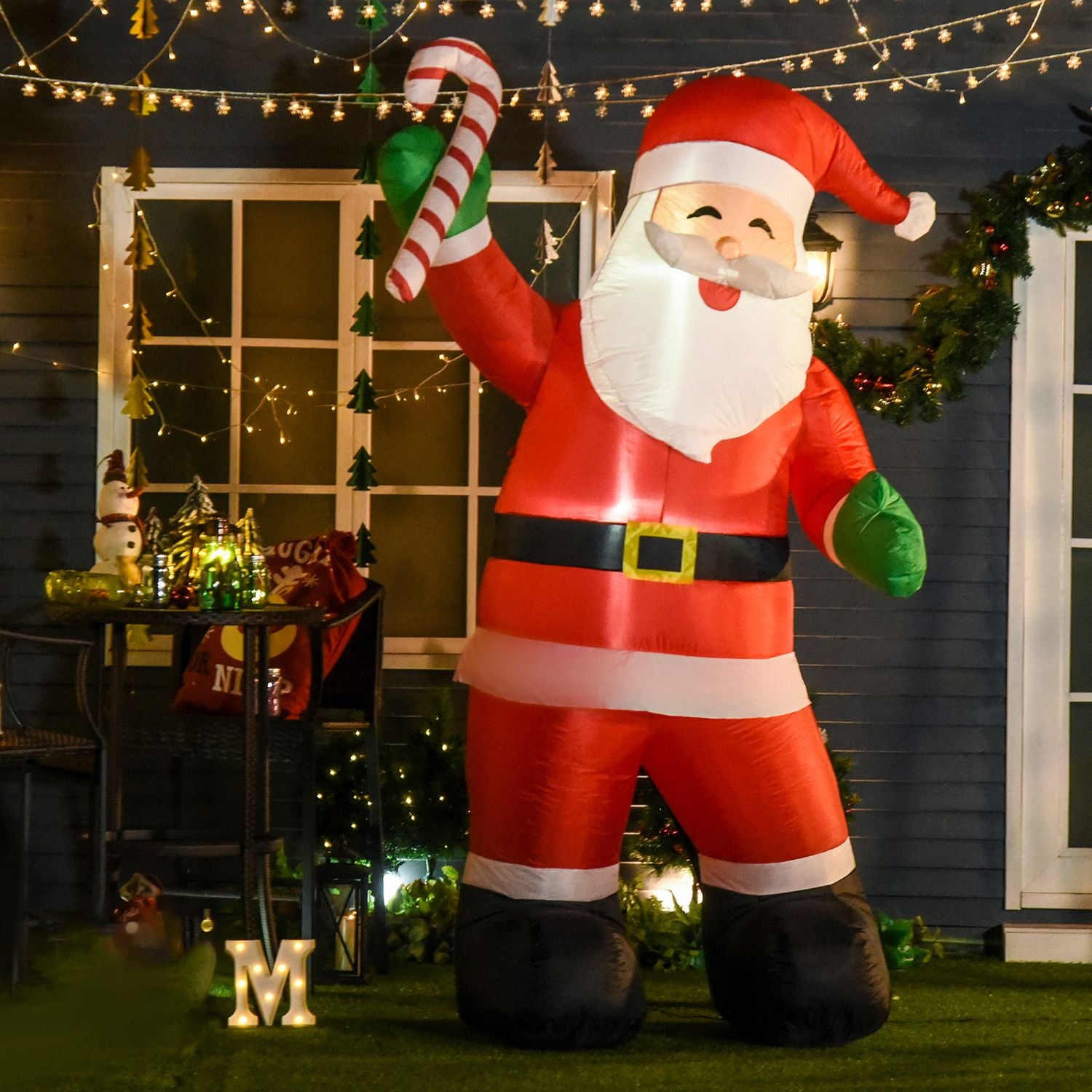 Nafukovací Santa Claus s LED světly, 243 cm