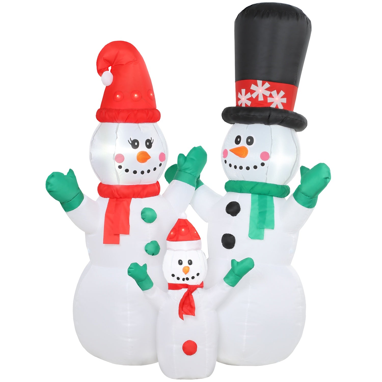 Opblaasbare sneeuwpopfamilie, kerstdecoratie van 1,8 m met leds