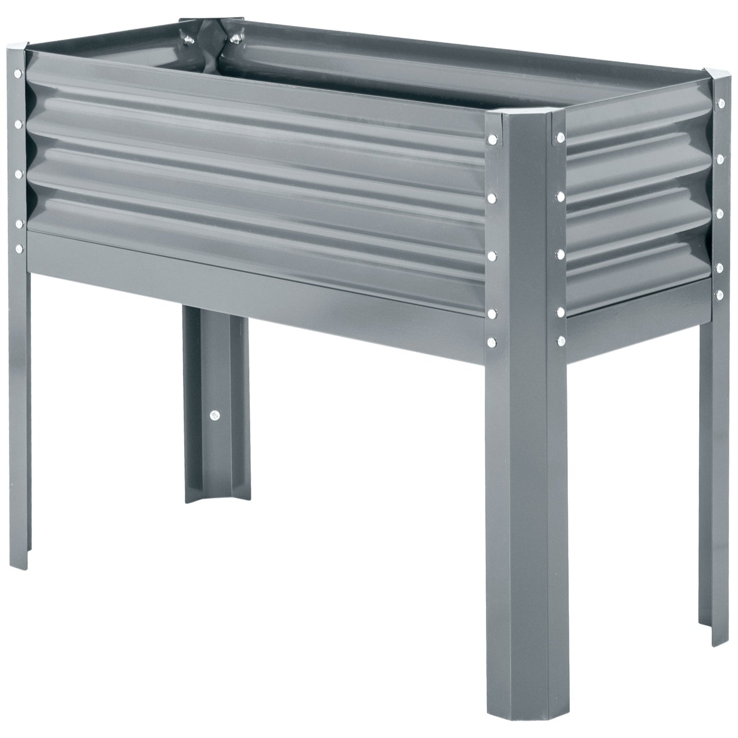 Grå upphöjd planteringslåda i stål – Örtbädd med kall ram 100x45x80 cm