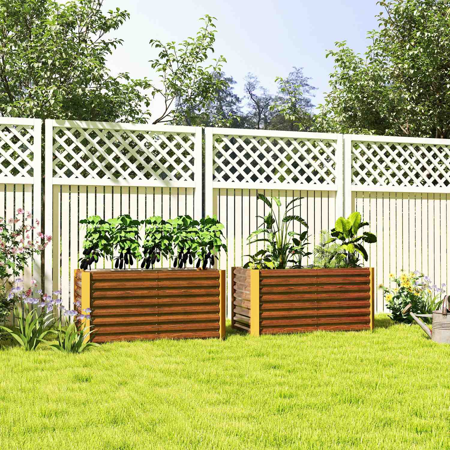 Upphöjda trädgårdssängar i galvaniserat stål, väderbeständig, 120x60 cm