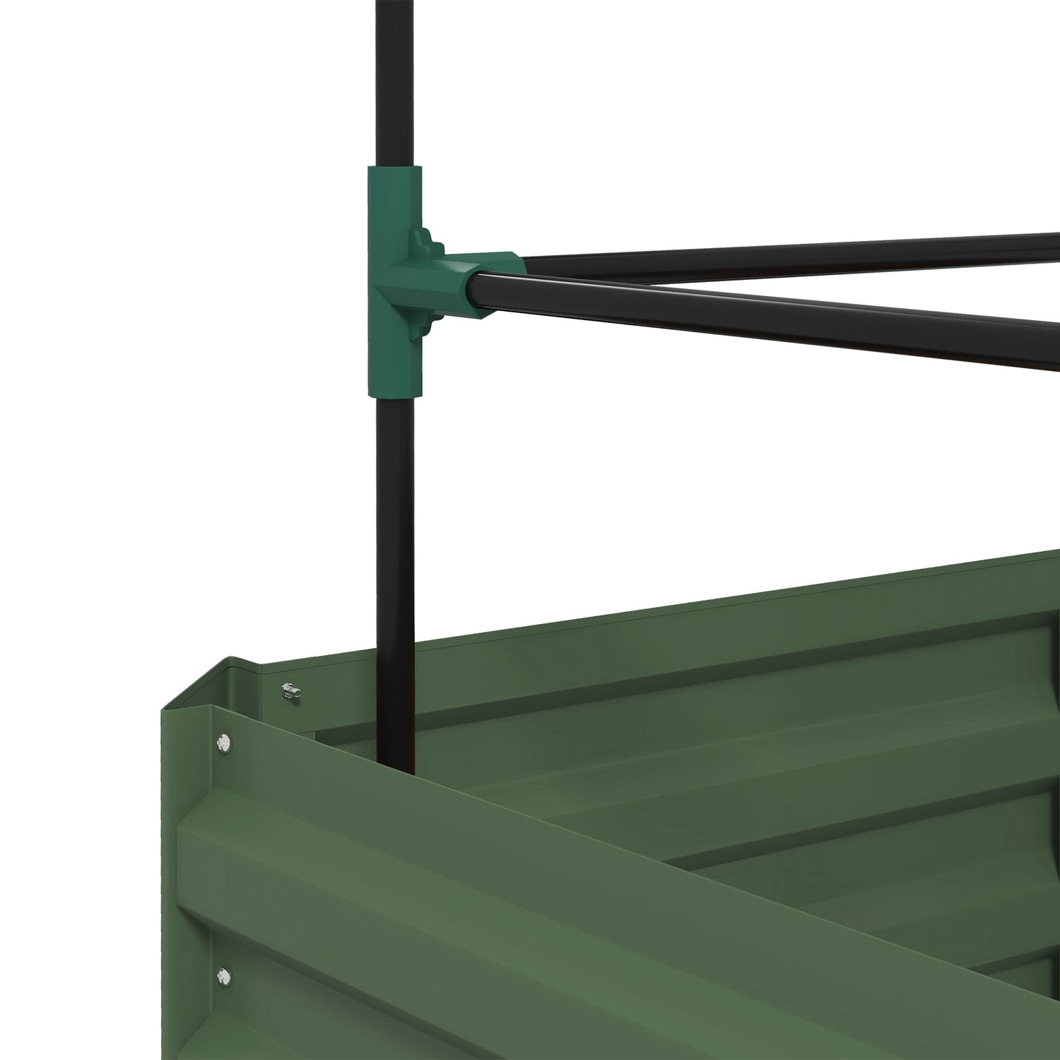 Upphöjd bädd i galvaniserat stål med spaljé – Grön trädgårdskruka
