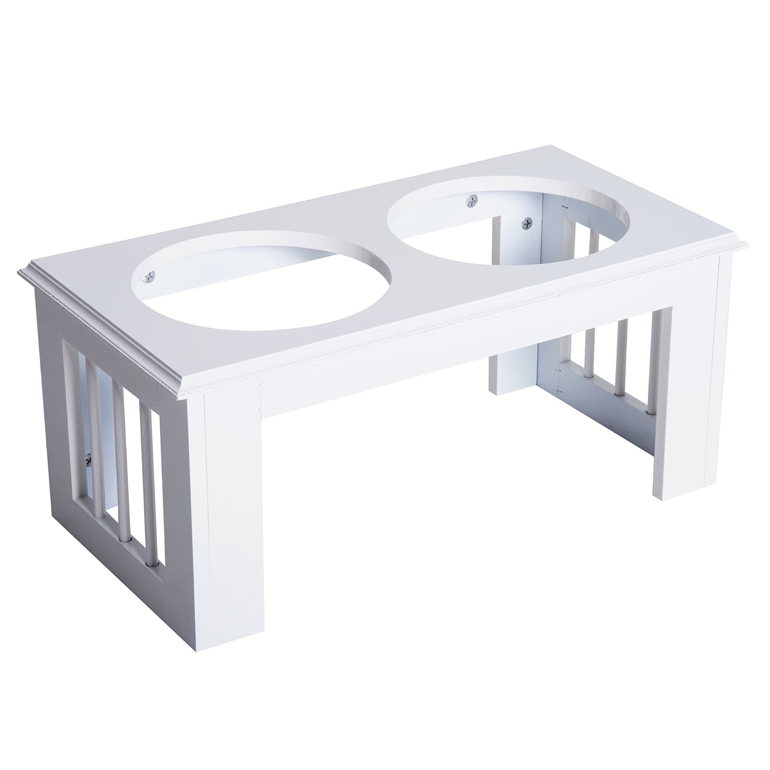 Upphöjd hundmatskål med rostfritt stål, lättskött, vit