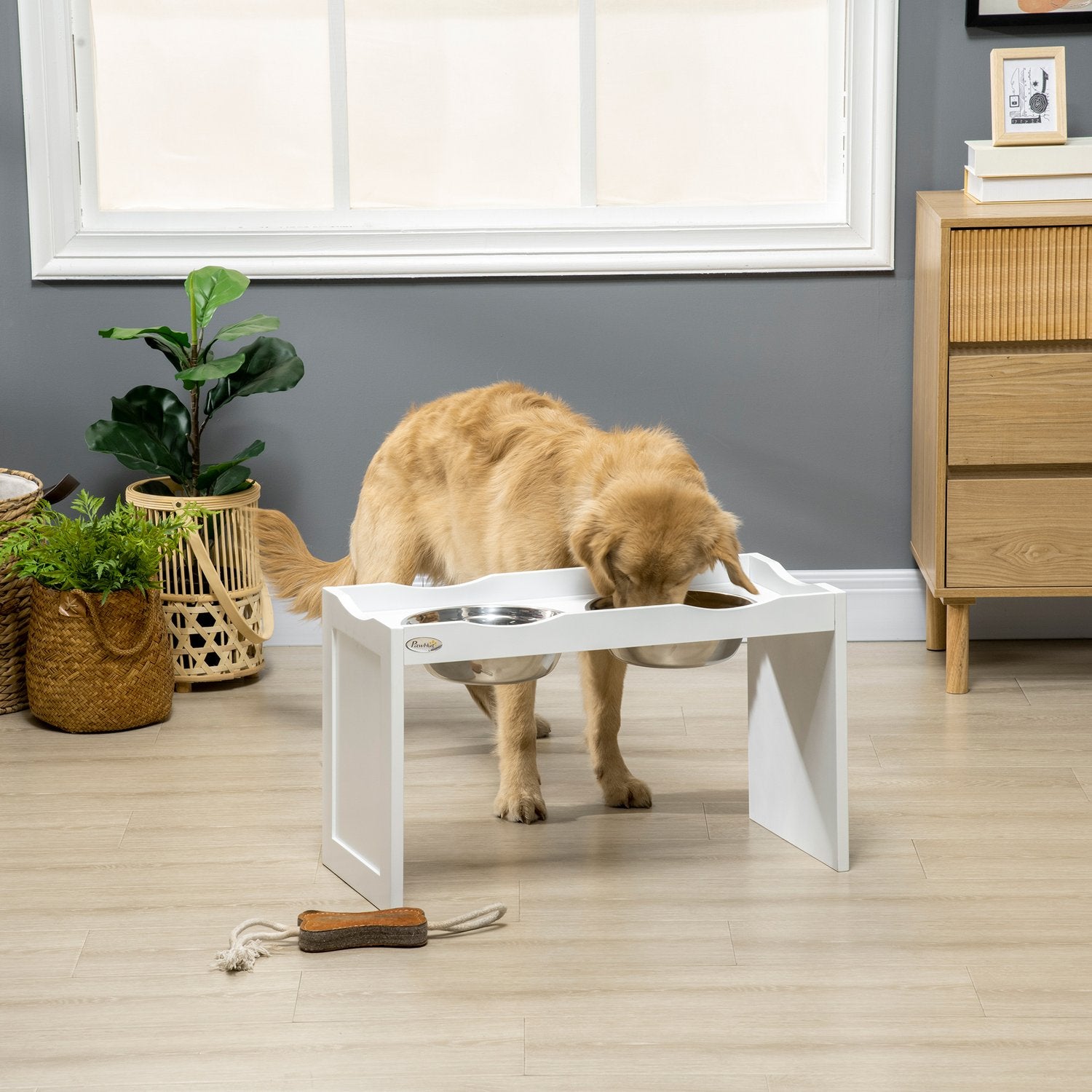 Upphöjd hundskål för stora hundar, 2 x 2L rostfritt stål