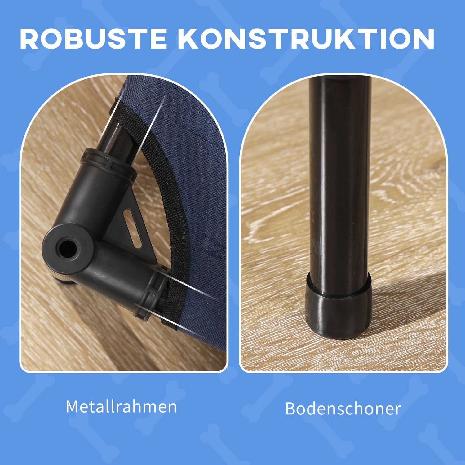 Upphöjd hundsäng utomhus med UV-tak, Medium, Mörkblå