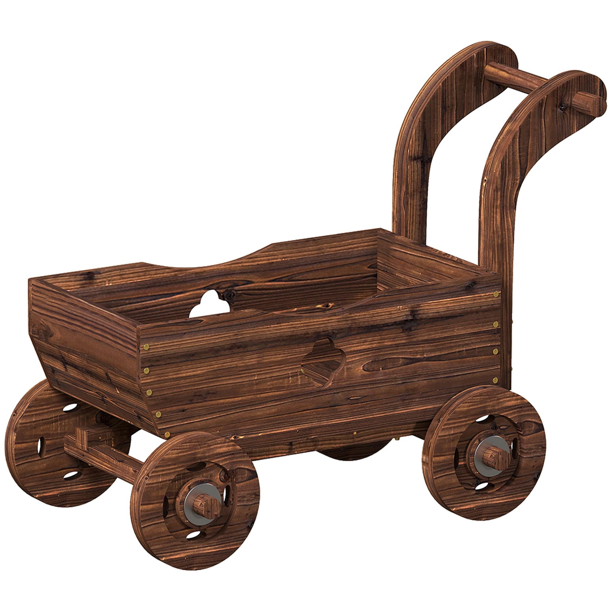 Verhoogde houten plantenbak op wielen – 68 x 38 x 52 cm