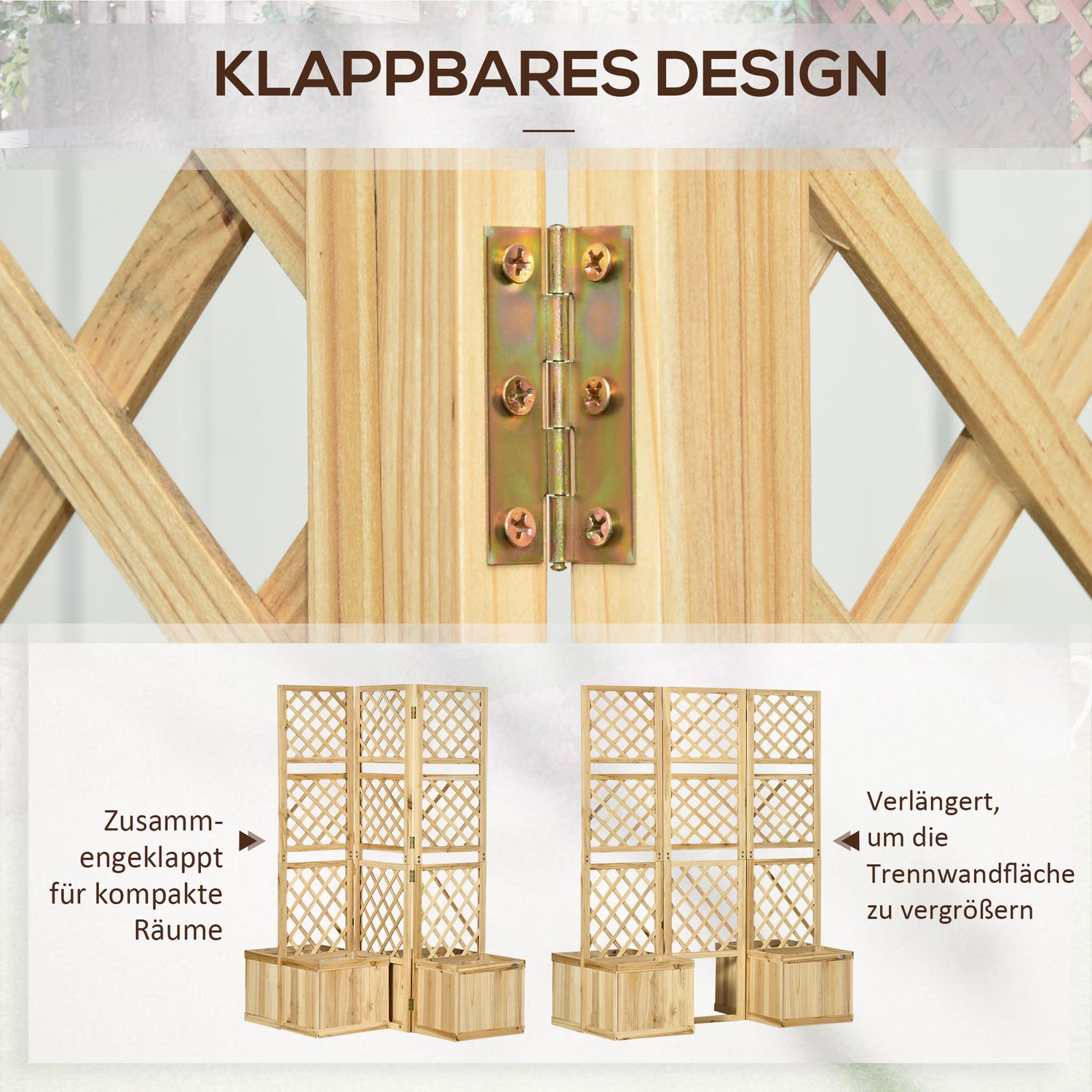 Upphöjd sängavdelare med spaljé & sekretessskärm, 133x165 Cm