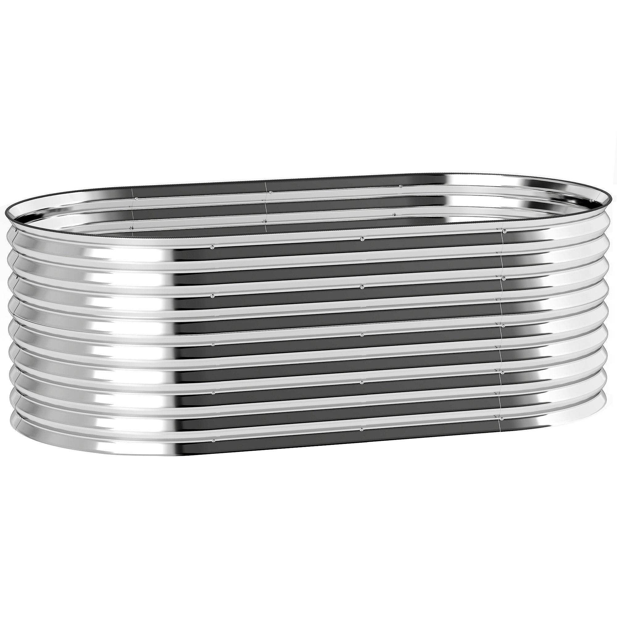 Verhoogde metalen tuinbak, open bodem, 160 x 80 x 56 cm, grijs