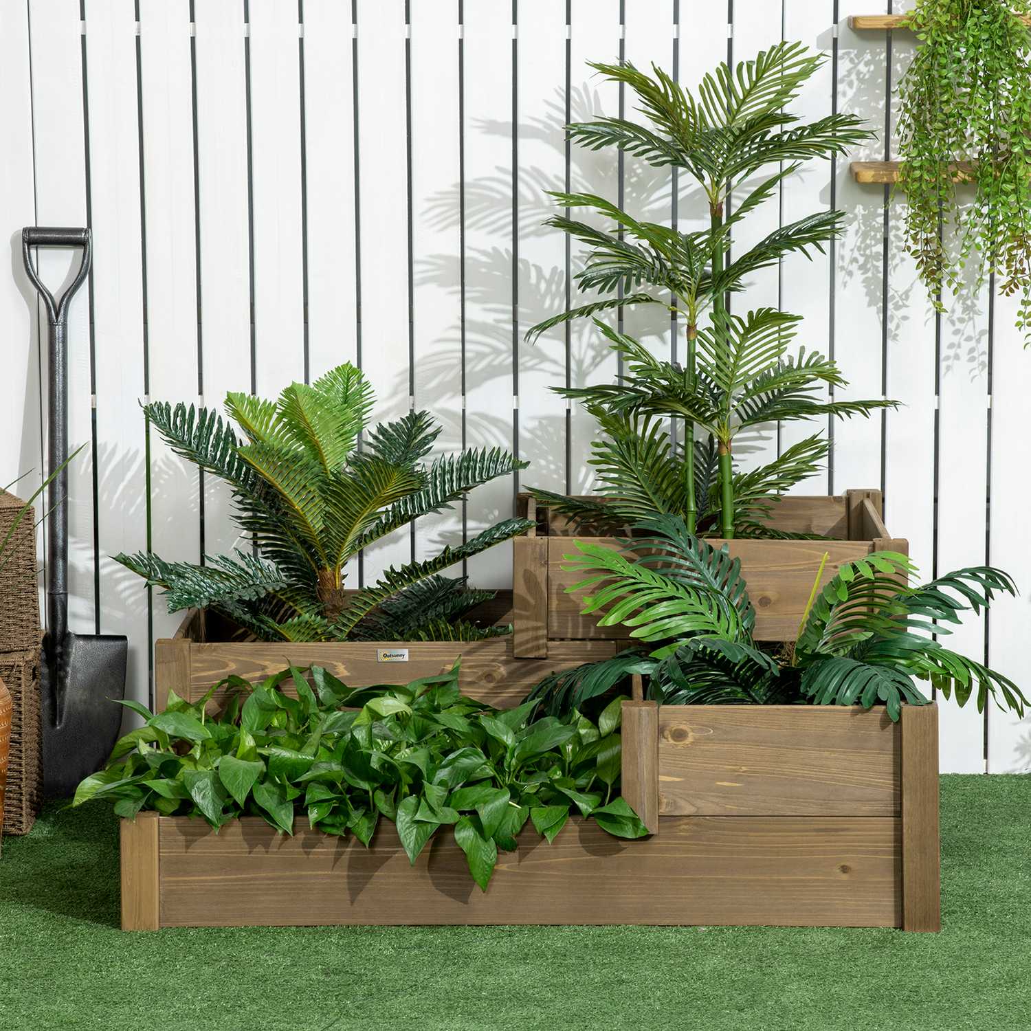 Upphöjd trädgårdssäng, gran, 3-våningssäng för örter och blommor