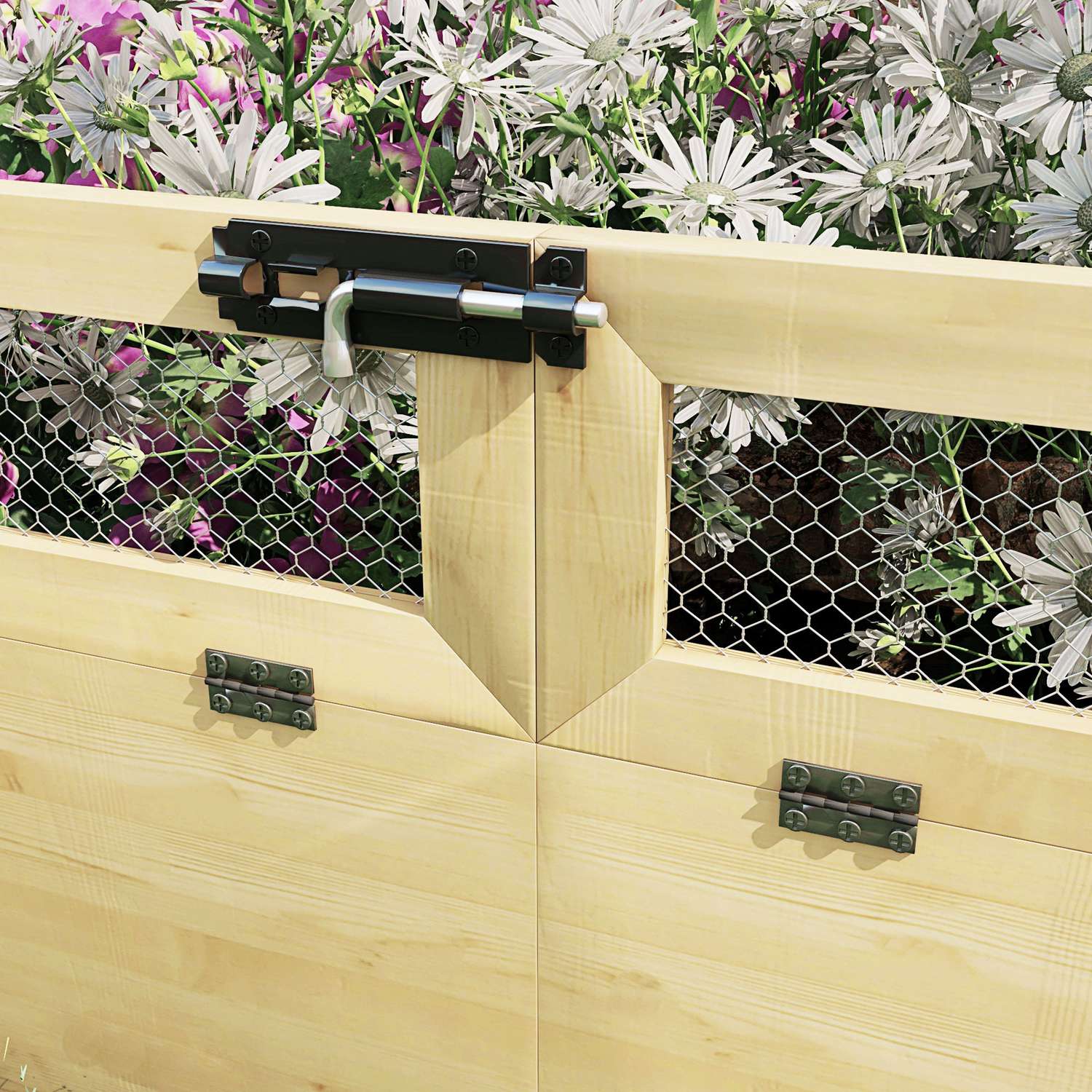 Upphöjd trädgårdssäng i trä med spaljé, 183 x 98,5 x 95 cm