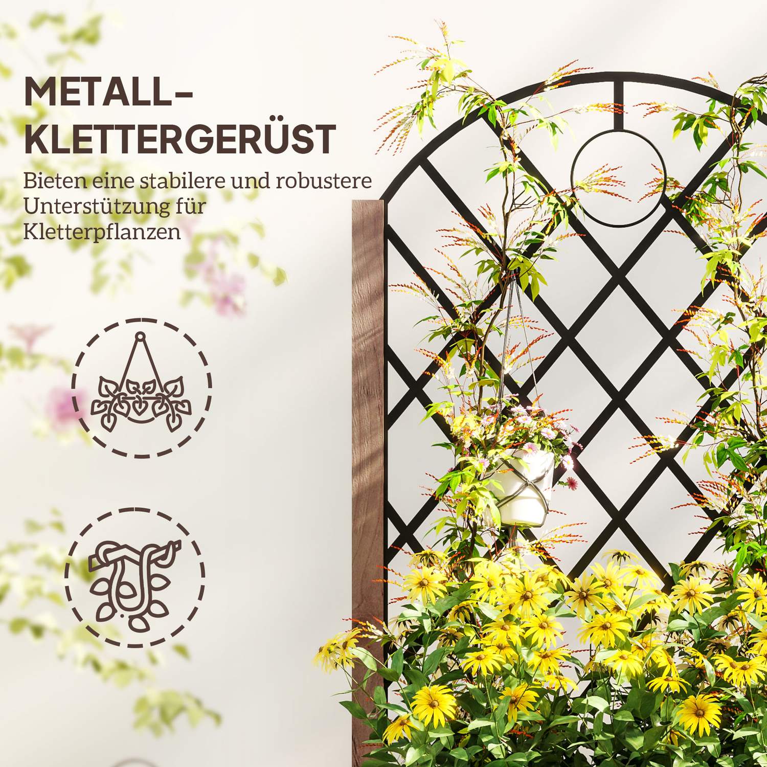 Upphöjd trädgårdssäng med spaljé och hjul – Trä, 152x25x97 cm