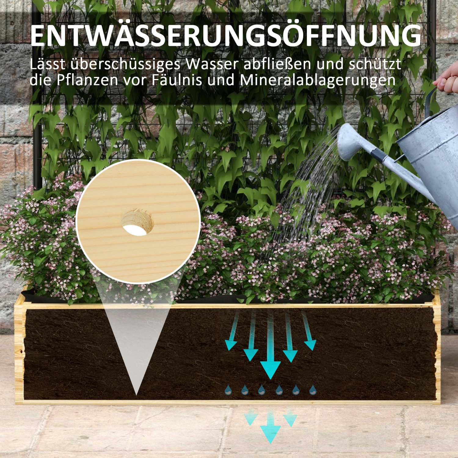 Upphöjd träsäng med spaljé – 80x38x145 cm Planteringslåda