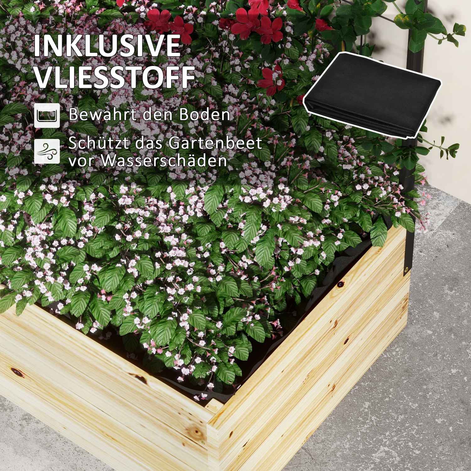 Upphöjd träsäng med spaljé – 80x38x145 cm Planteringslåda