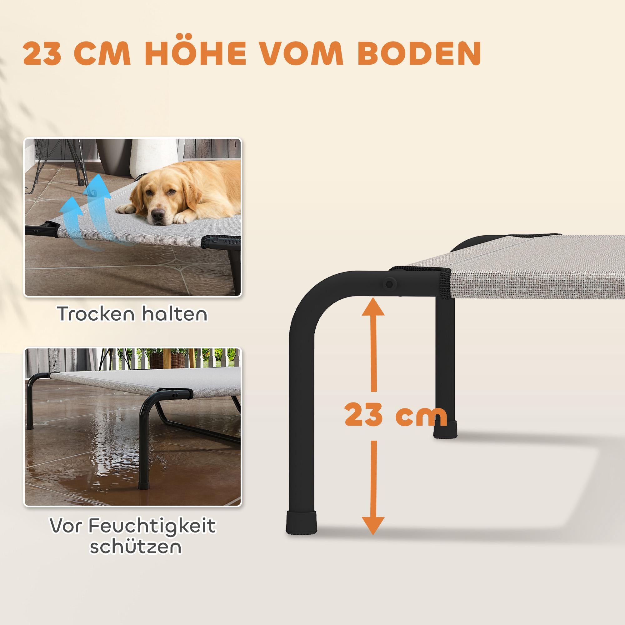 Upphöjd utomhushundbädd, stor, nät, 23 cm hög