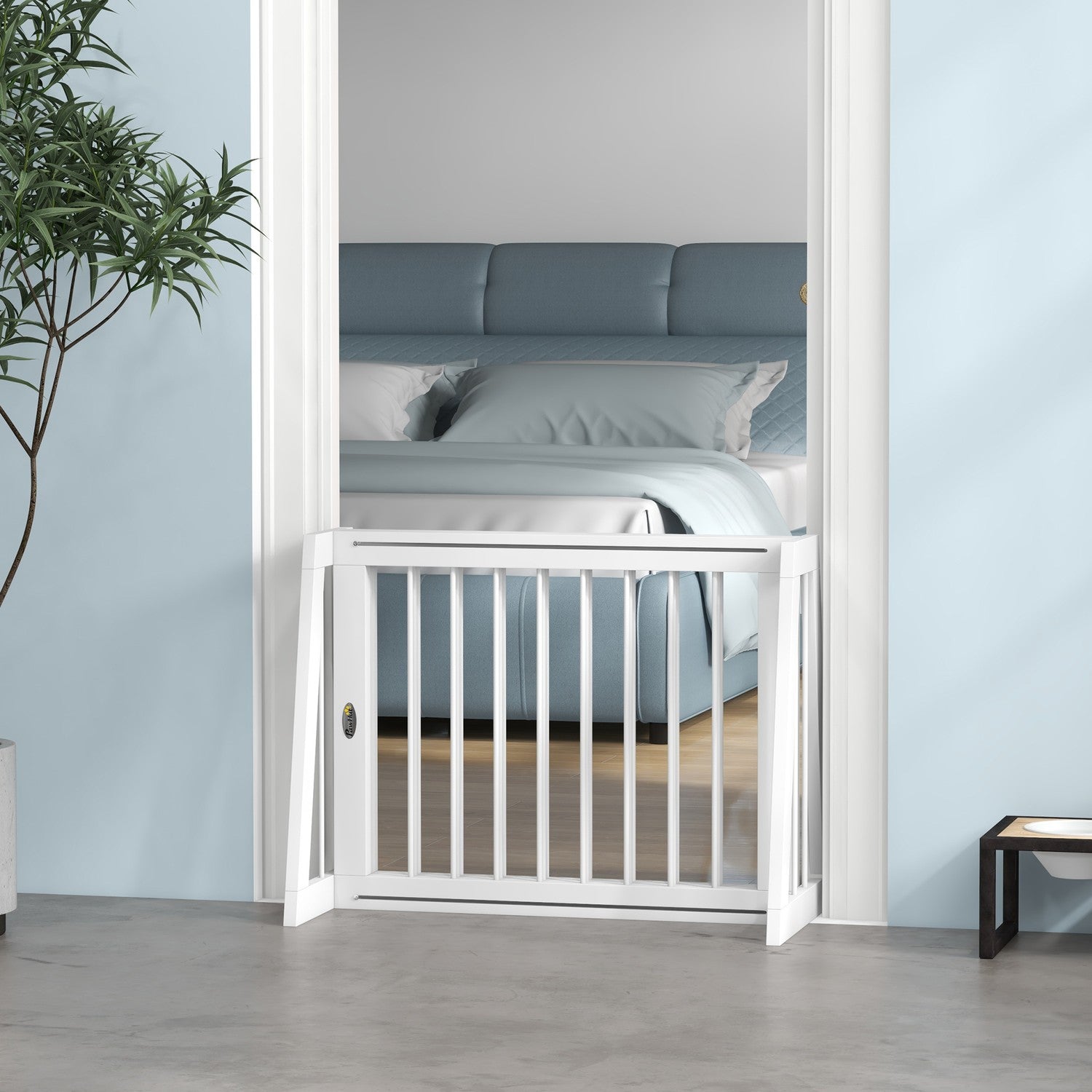 Utdragbar hundgrind i trä, 3 paneler, vit, 71-190 cm