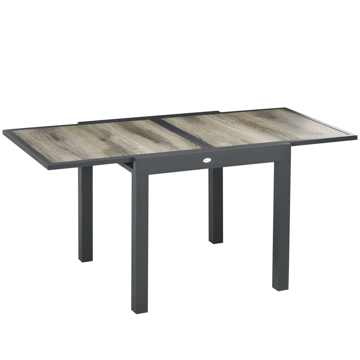 Uitschuifbare tuintafel van aluminium – houtlook, beige/grijs
