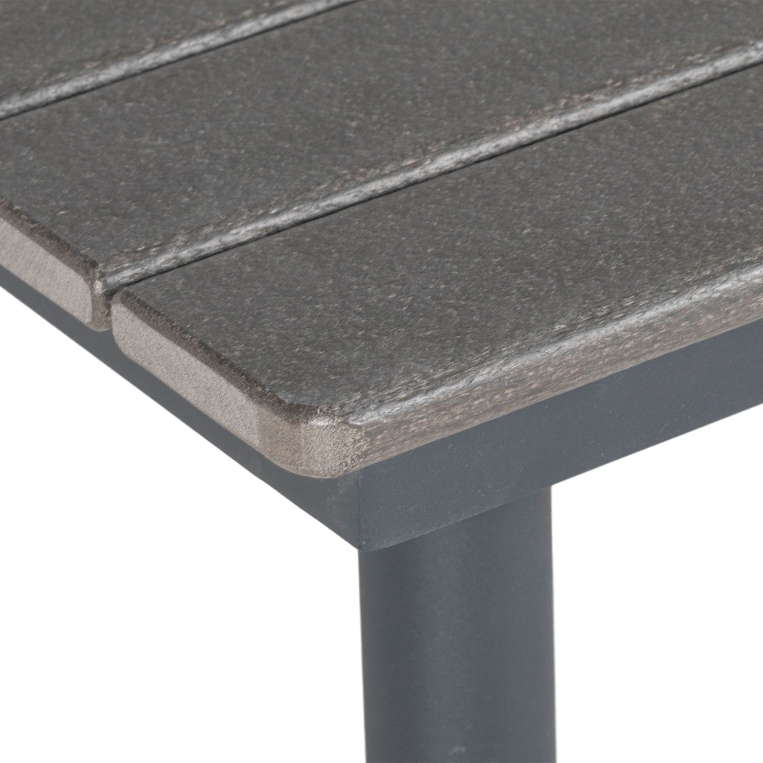 Uteplatsmatbord för 4, HDPE-ribbad, mörkgrå, 90x90x75 cm