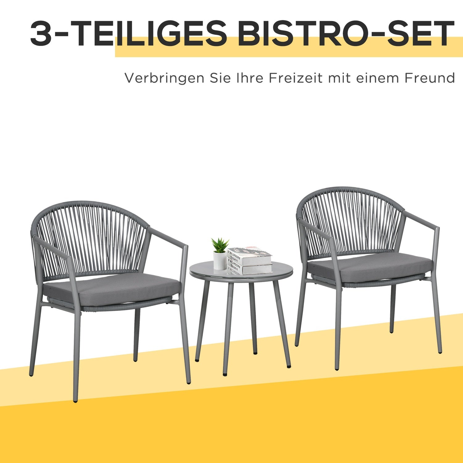 Uteservering – 2 stolar, soffbord, stålstomme