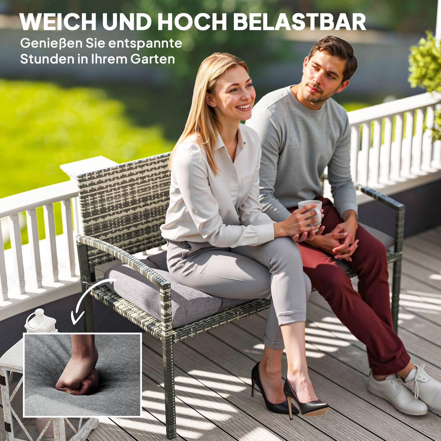 Utomhusbänkskudde 105 x 46 cm, Vattenavvisande, Grå