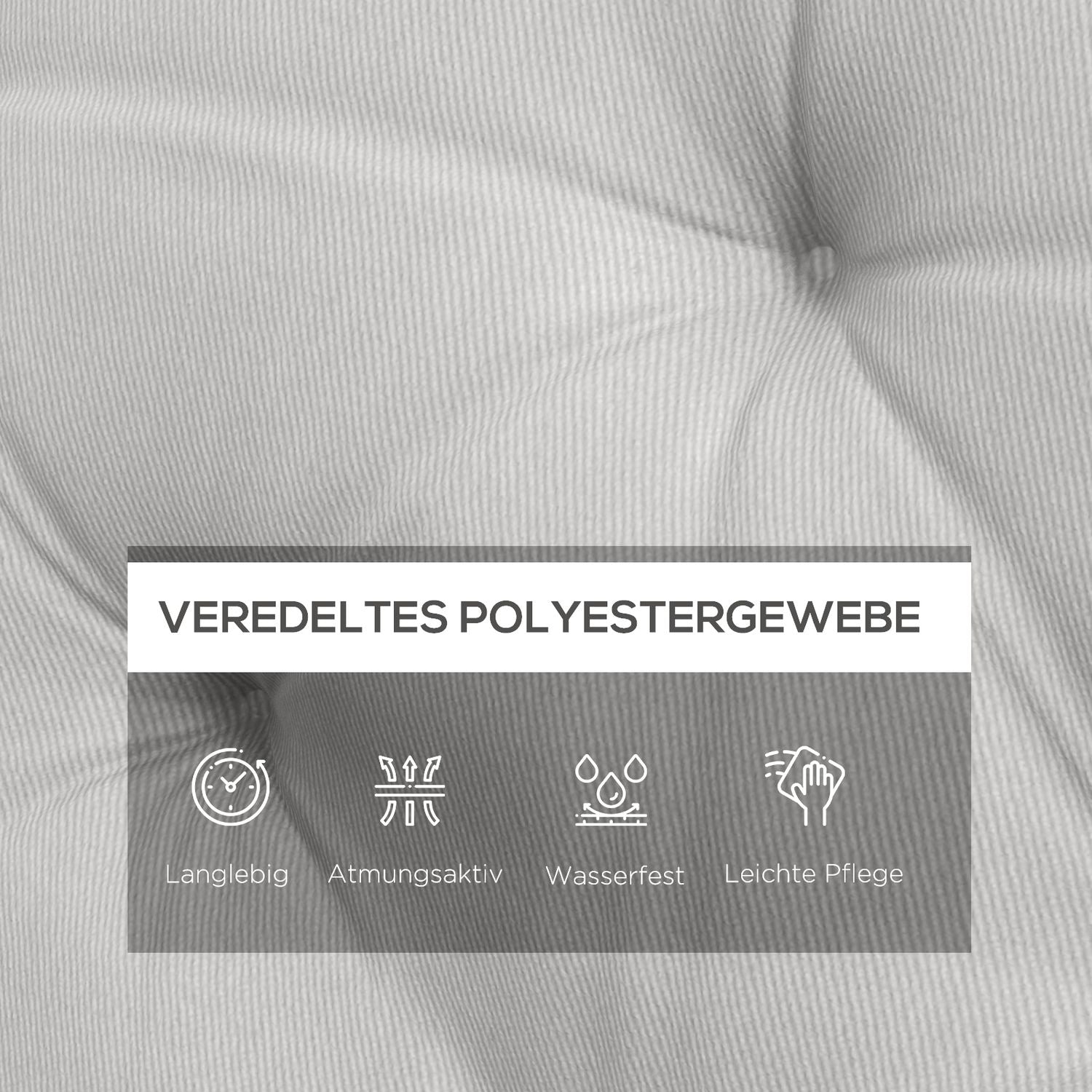 Utomhusbänkskudde, 3-sits, ljusgrå, 150x98x8 cm