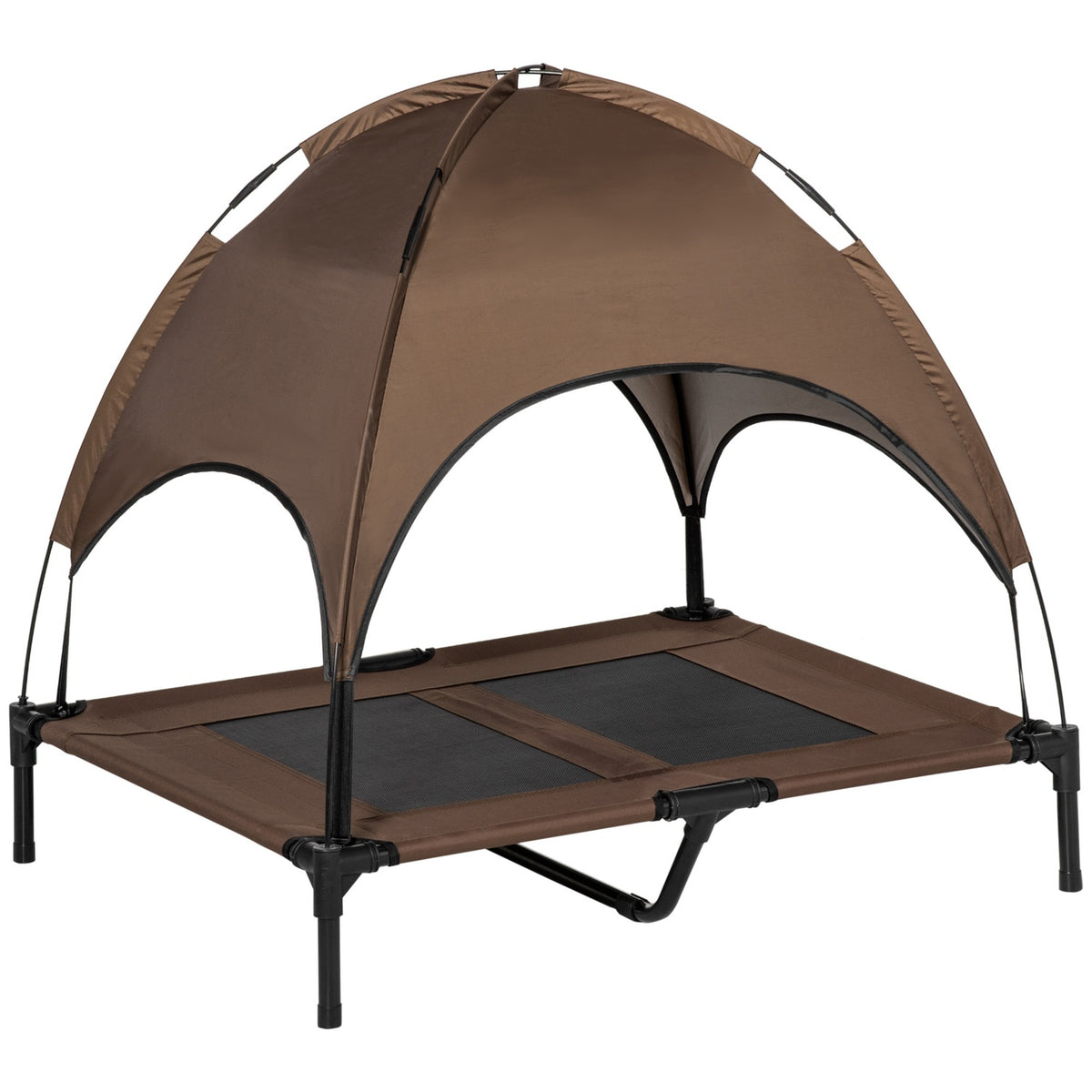 Verhoogd hondenbed voor buiten, ademende kap, 92x76x90 cm