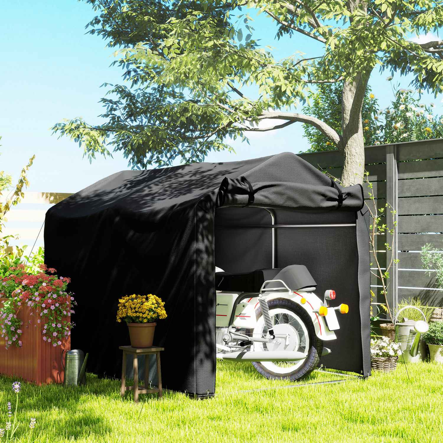 Utomhusförvaringstält – UV-beständig PE, galvaniserad ram