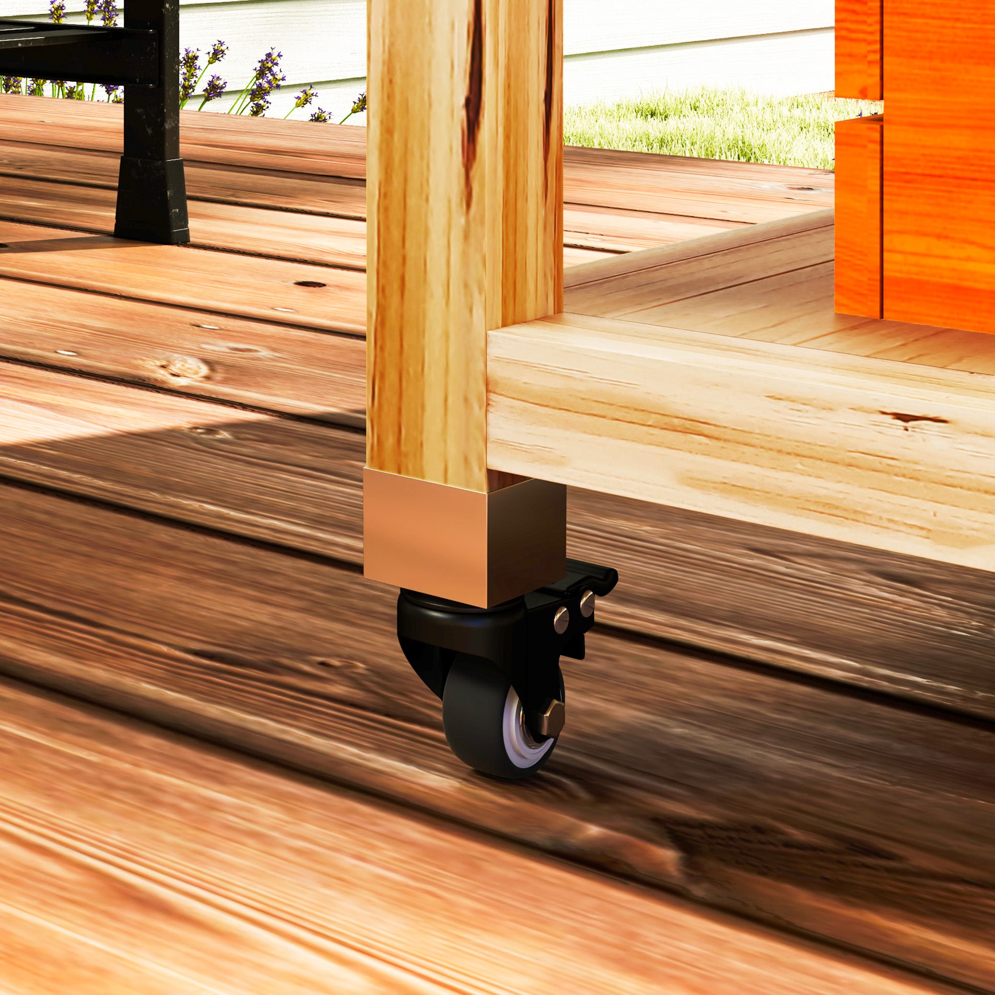 Utomhus kolgrillvagn – 6-vånings grillbord i trä