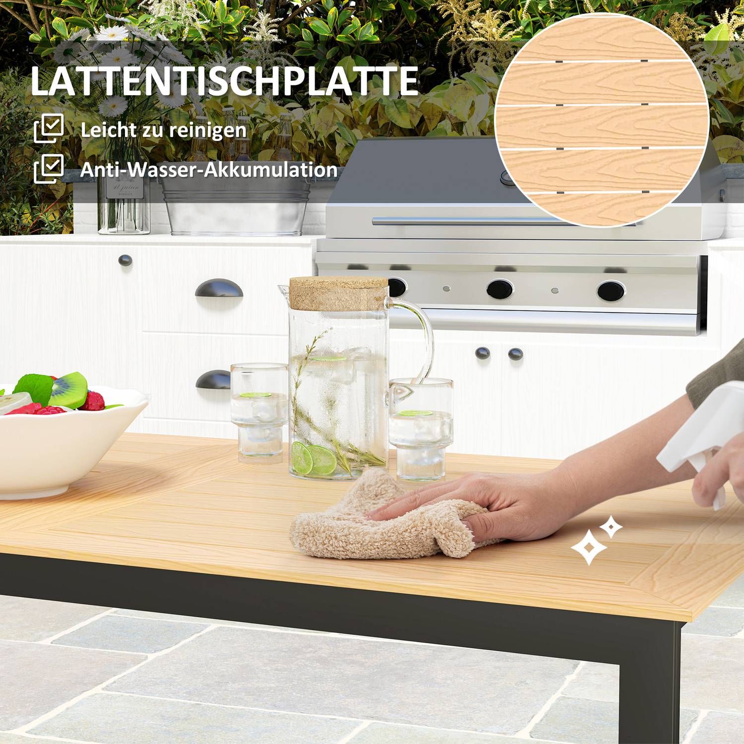 Utomhusmatbord, 6-personers väderbeständig trälook