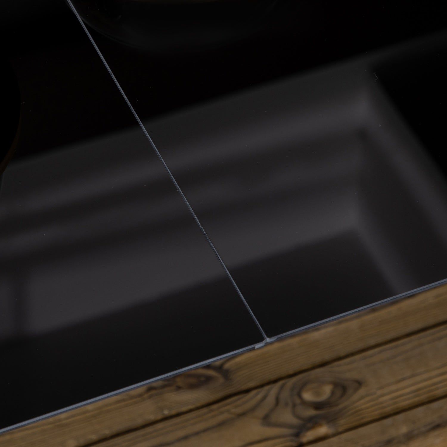 Utomhusmatbord i aluminium för 6, Glasskiva, Svart