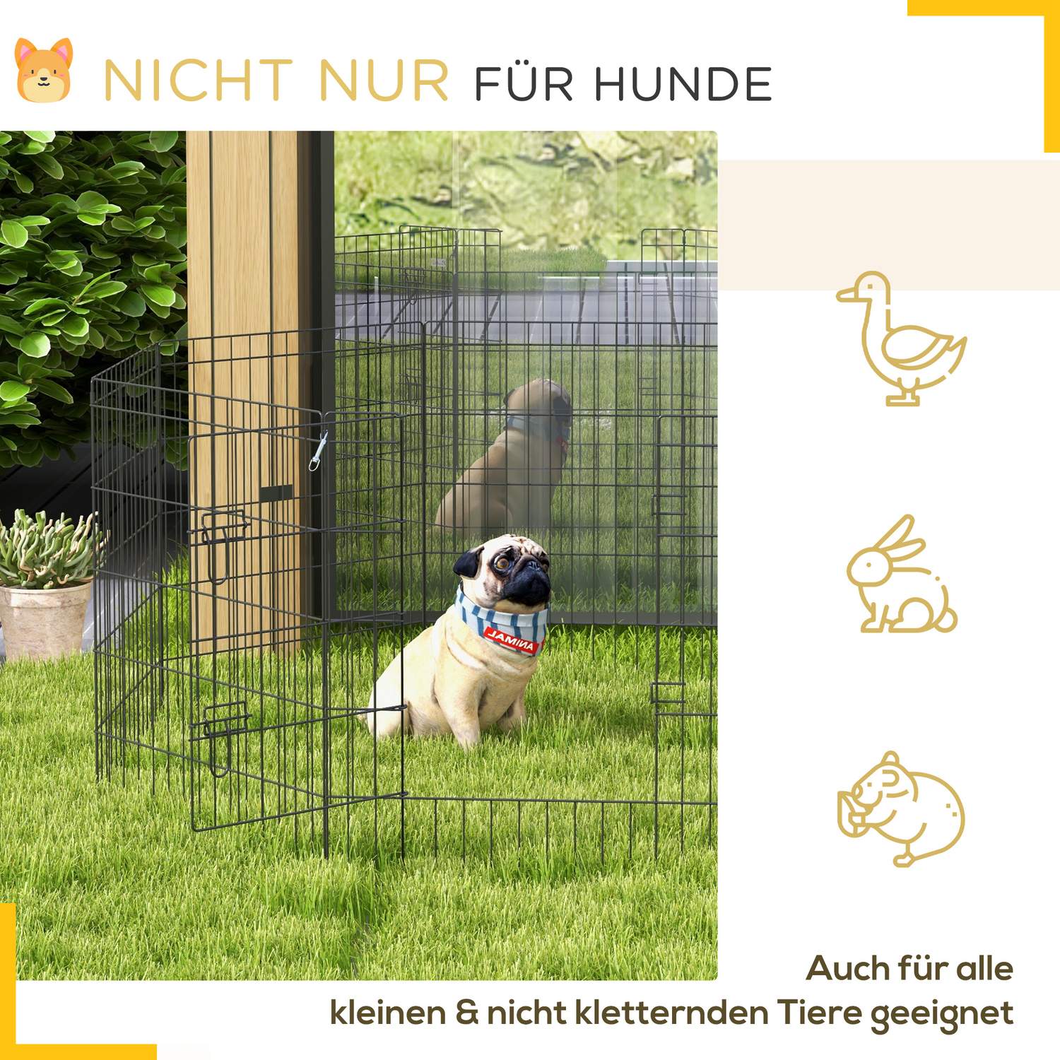 Utomhus metall valp lekhage – 76 cm hög, 8-delad uppsättning