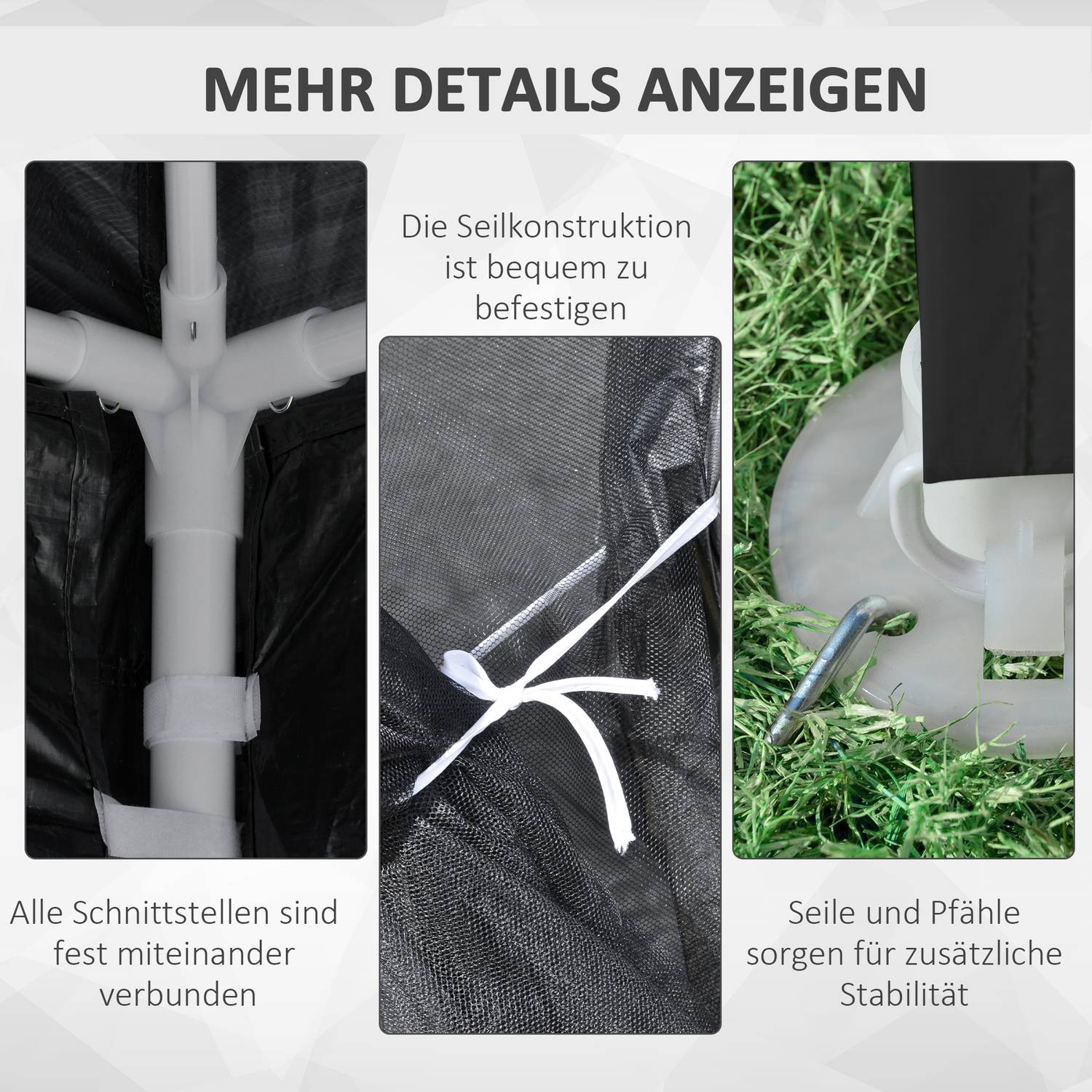 Utomhuspaviljong partytält med nätväggar, 4x3m, mörkgrå