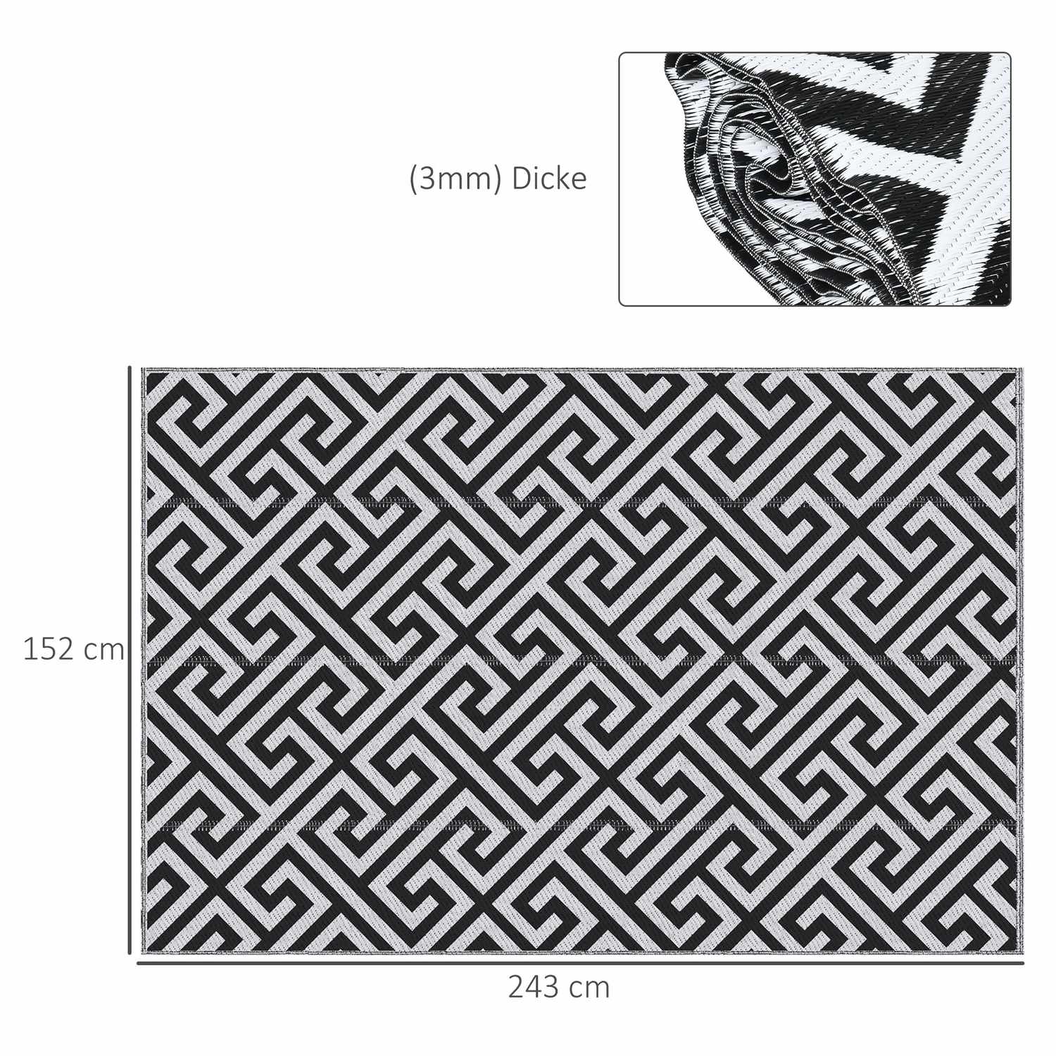 Utomhusplastmatta – vattenavvisande, dubbelsidig, 152x243 cm