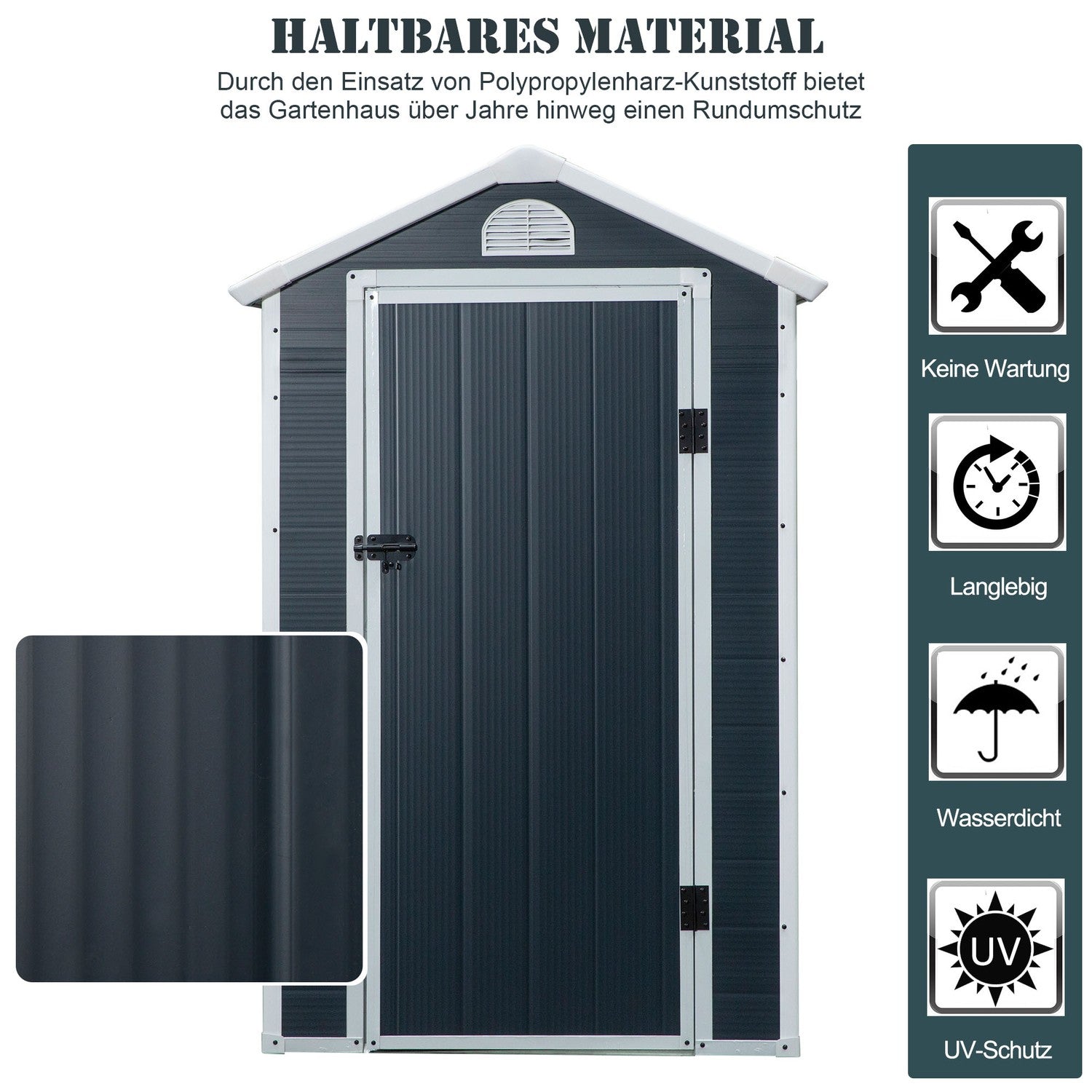 Utomhusredskapsbod i metall med ventilationsfönster, 134 x 104 x 204 cm