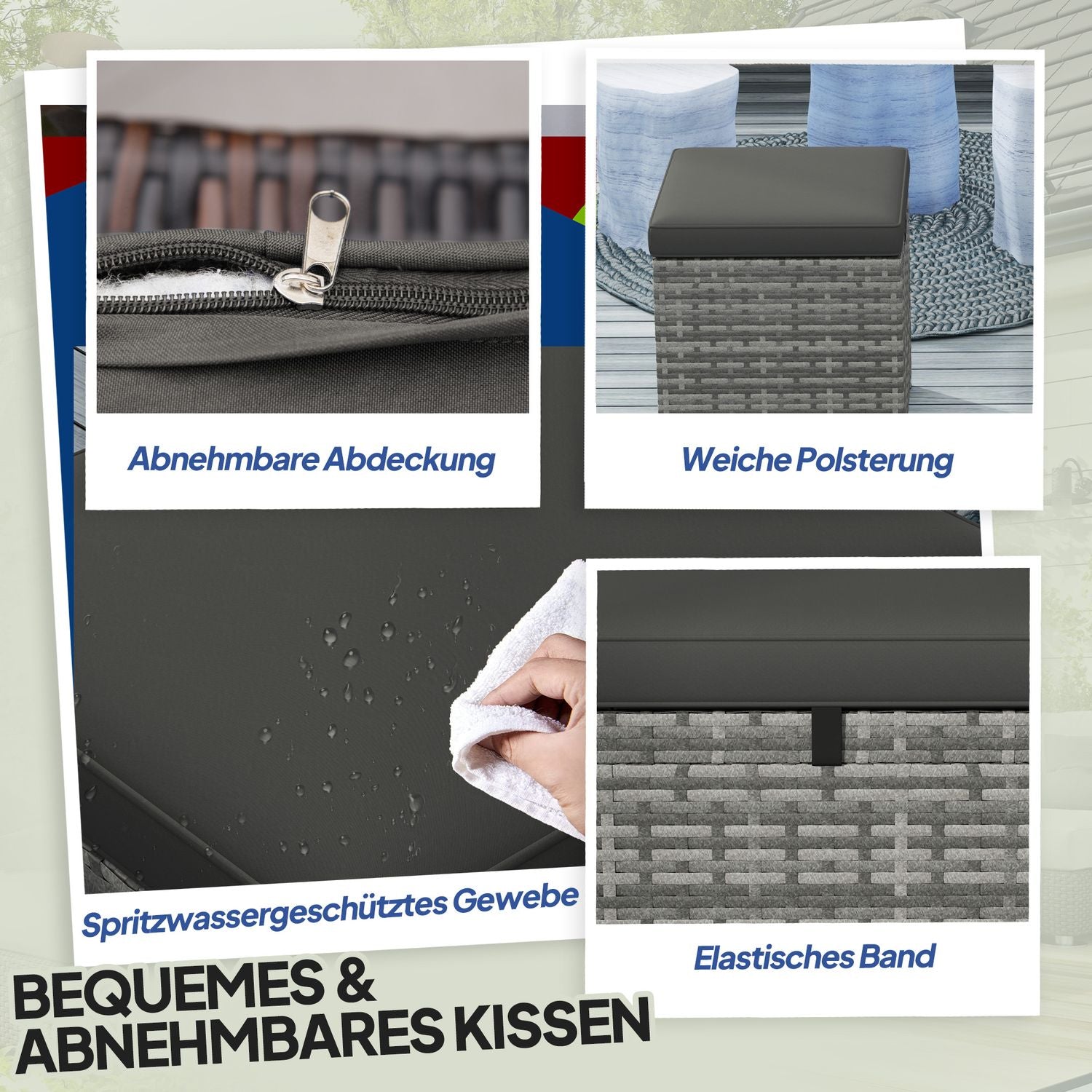 Utomhusrottingpallar med förvaring – mörkgrå, väderbeständig